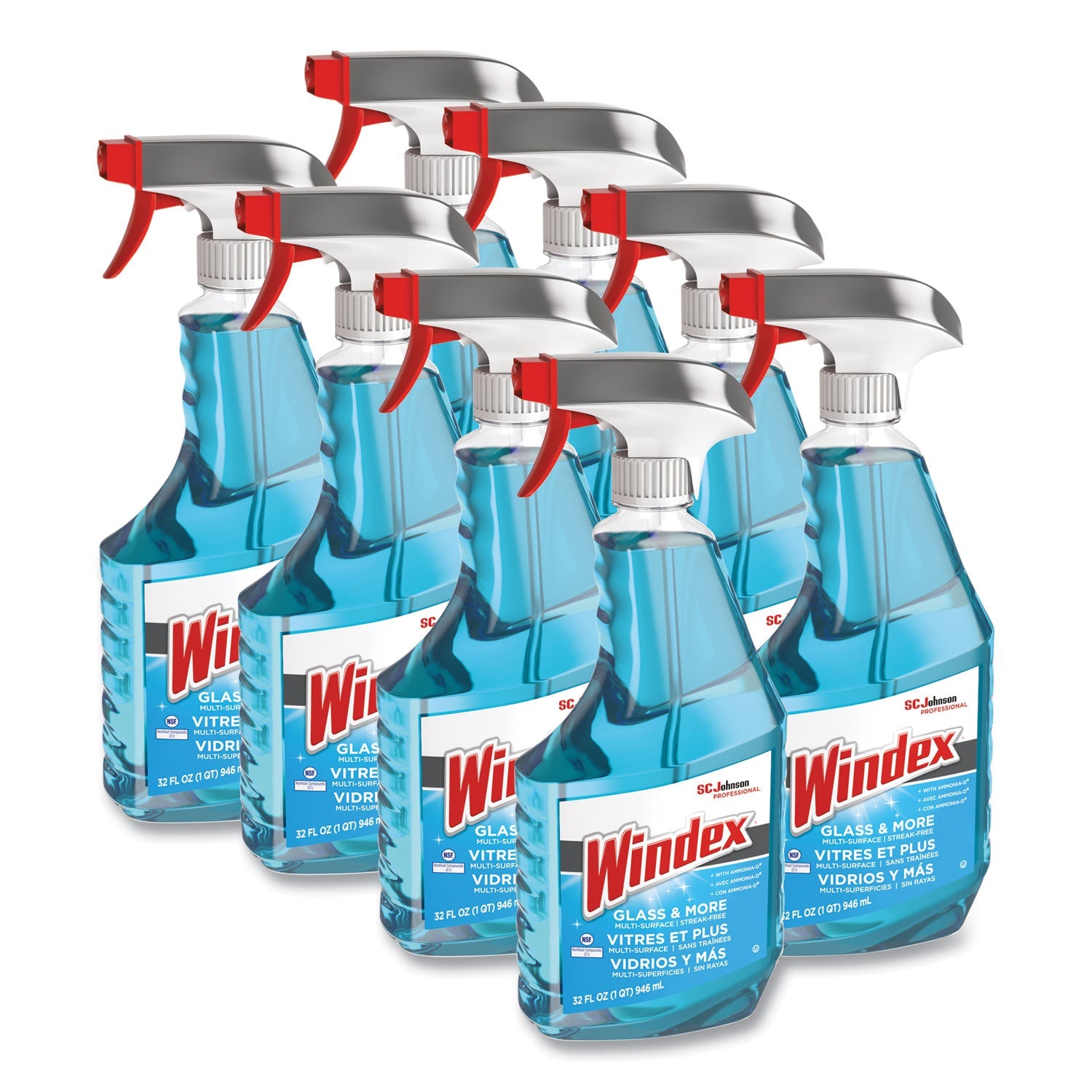 Windex® Ammonia-D Glass Cleaner, Fresh, 32 Oz Spray Bottle, 8/carton