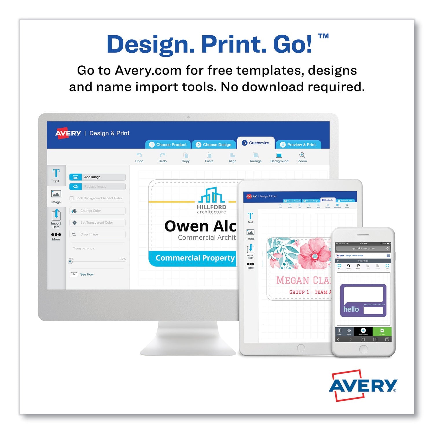 Avery® Necklace-Style Badge Holder W/laser/inkjet Insert, Top Load, 4 X 3, We, 100/box