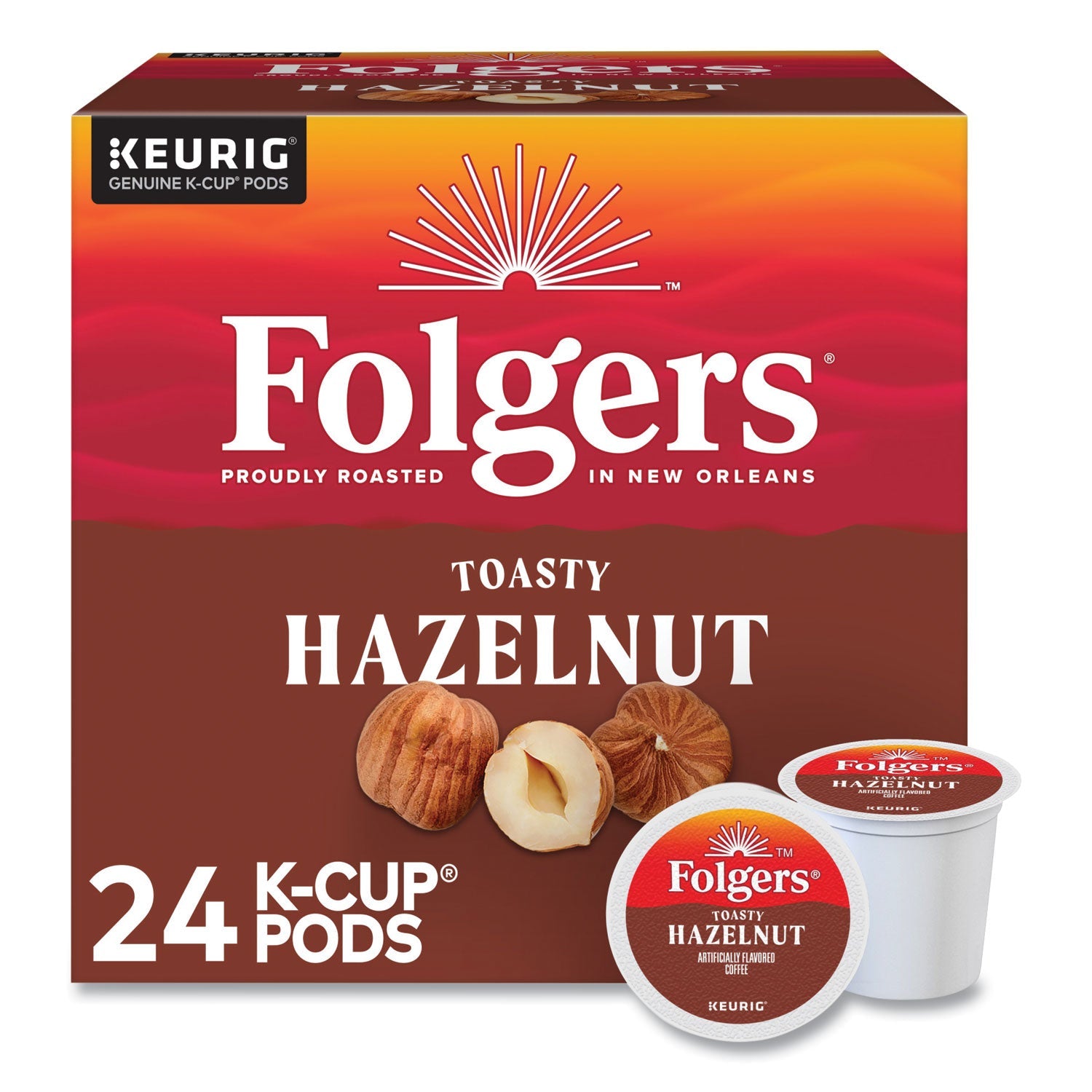 Folgers Toasty Hazelnut Coffee K-Cups | 24/Box