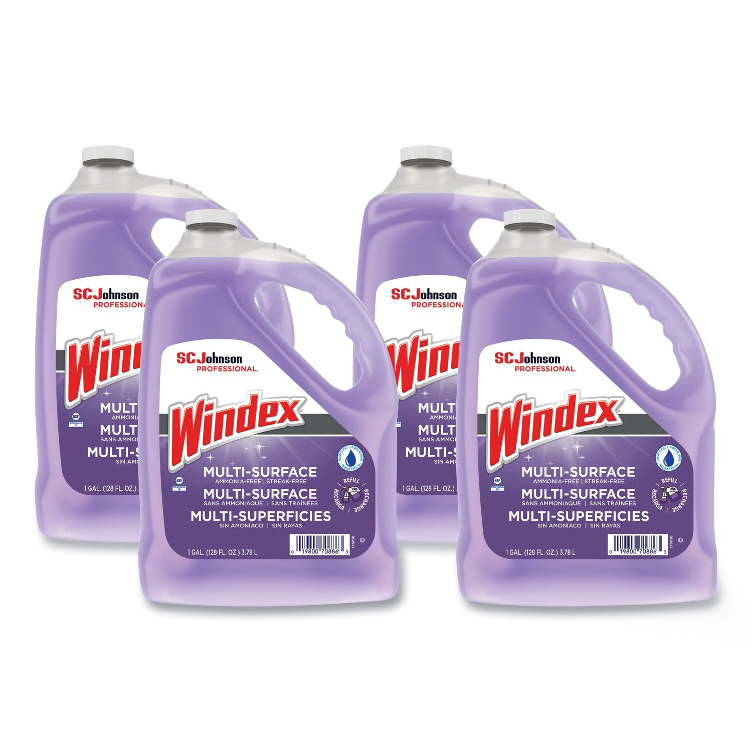 Windex® Non-Ammoniated Glass/multi Surface Cleaner, Pleasant Scent, 128 Oz Bottle, 4/ct