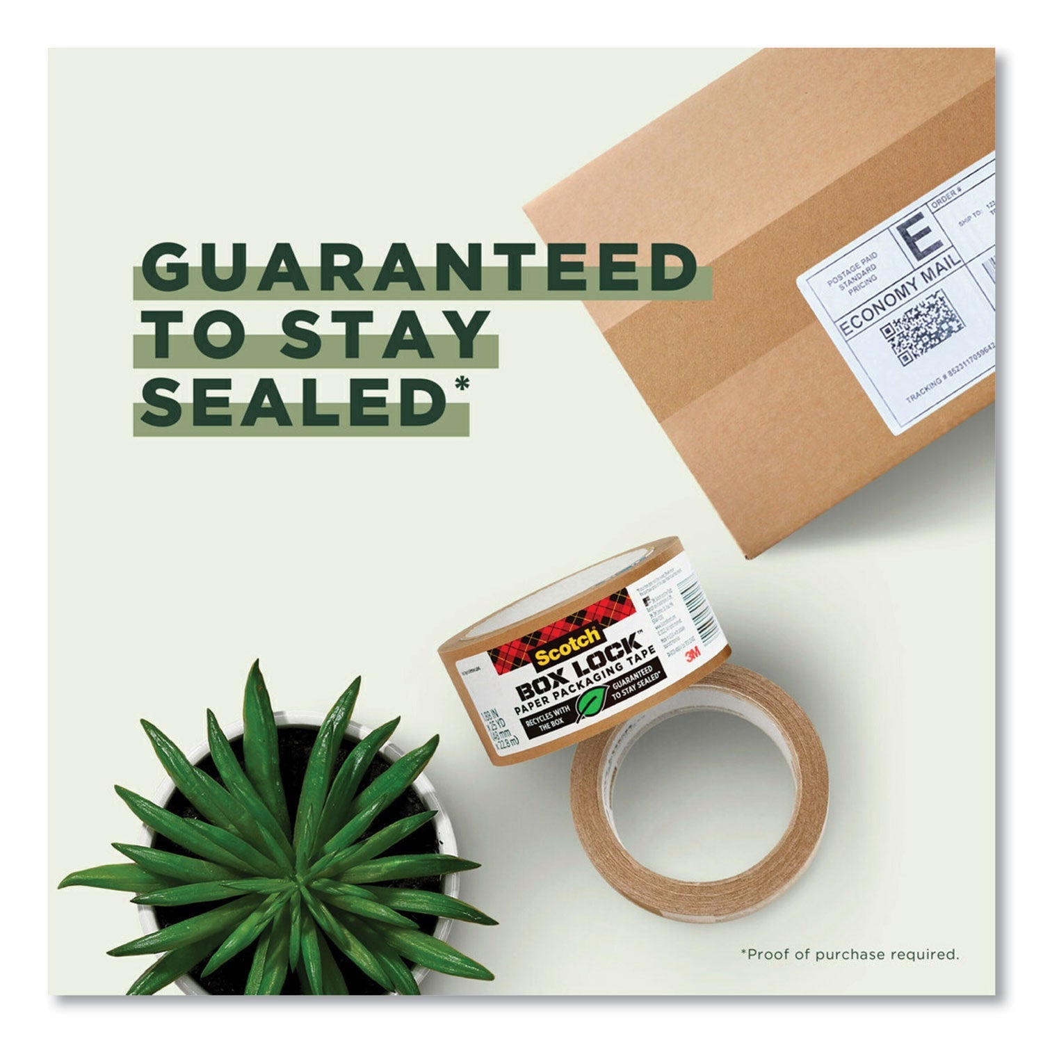 Scotch® Box Lock Paper Packaging Tape, 3" Core, 1.88" x 25 yds, Brown - Bloom Skins