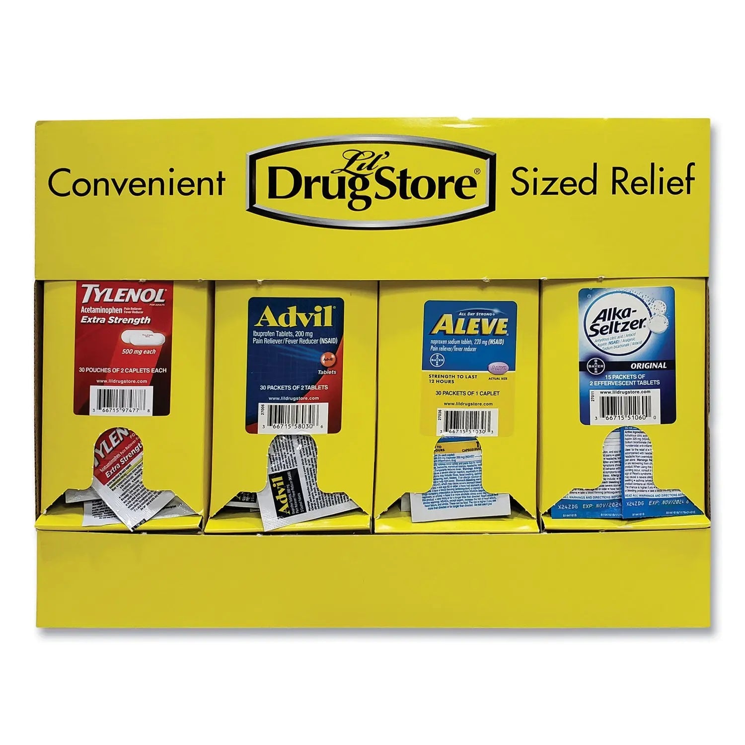 Lil' Drugstore® Single-Dose Medicine Dispenser, 105-Pieces, Plastic Case, Yellow