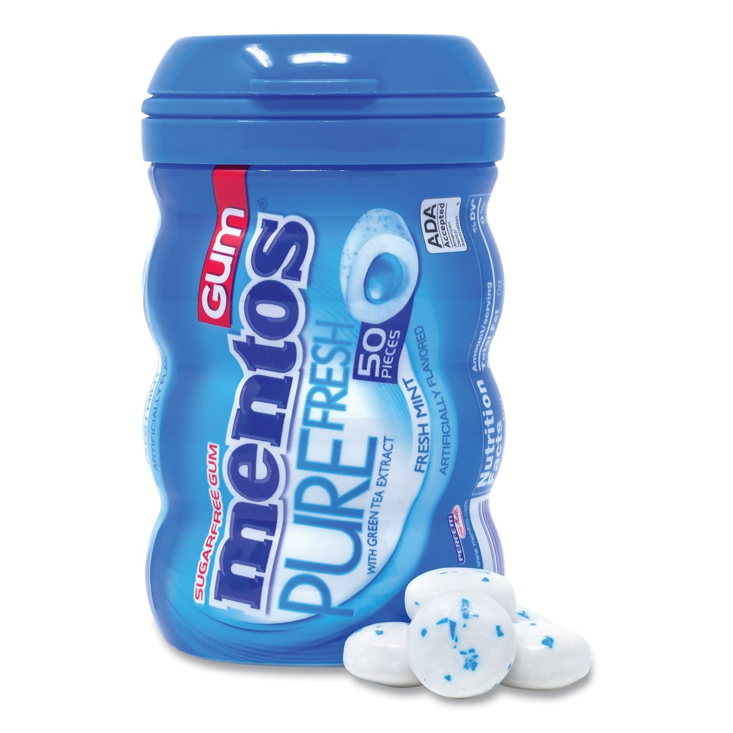 Mentos® Pure Fresh Gum Variety Pack, Fresh Mint/Spearmint, 50 Pieces/Bottle, 8 Bottles/Carton - Bloom Skins