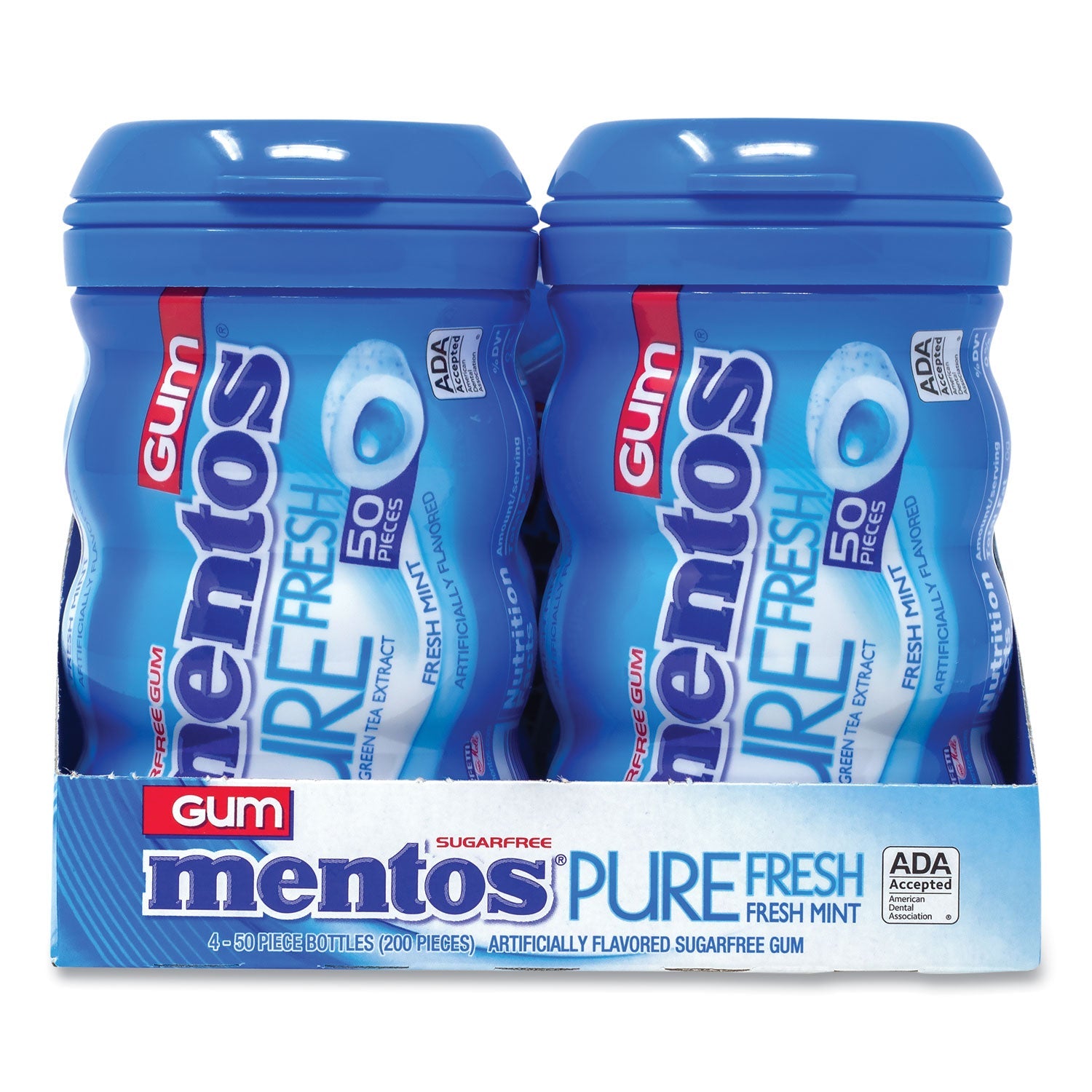 Mentos® Pure Fresh Gum Variety Pack, Fresh Mint/Spearmint, 50 Pieces/Bottle, 8 Bottles/Carton - Bloom Skins