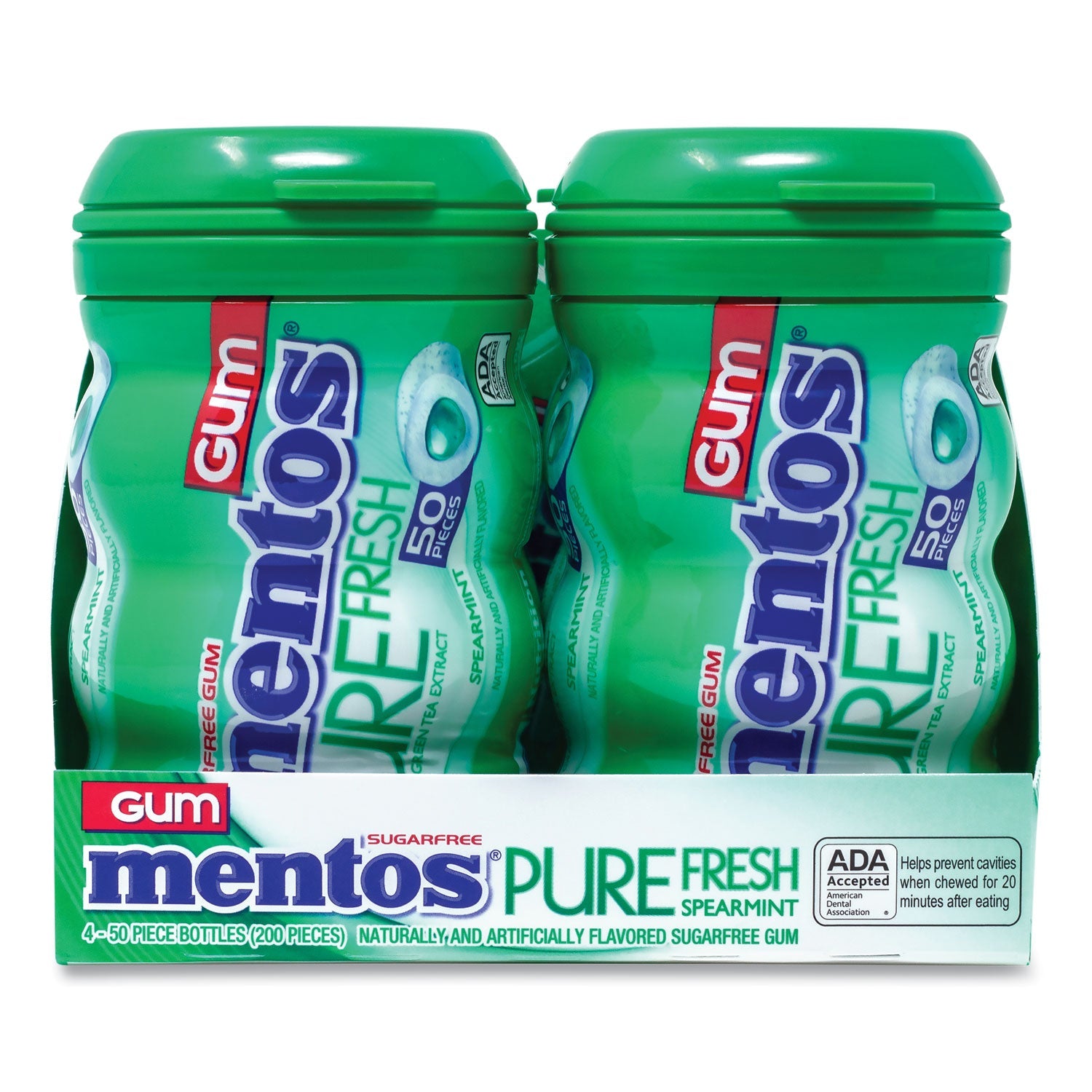 Mentos® Pure Fresh Gum Variety Pack, Fresh Mint/Spearmint, 50 Pieces/Bottle, 8 Bottles/Carton - Bloom Skins
