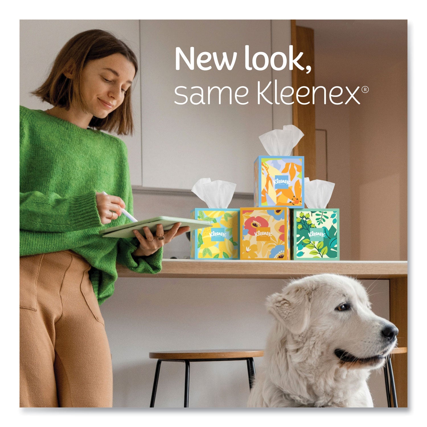 Kleenex® Lotion Facial Tissue, 3-Ply, White, 60 Sheets/Box, 4 Boxes/Pack, 8 Packs/Carton