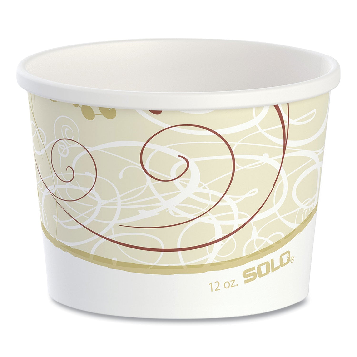 SOLO® Double Poly Paper Food Containers, 12 oz, 3.6" Diameter x 3.3" h, Symphony Design, 25/Pack, 20 Packs/Carton