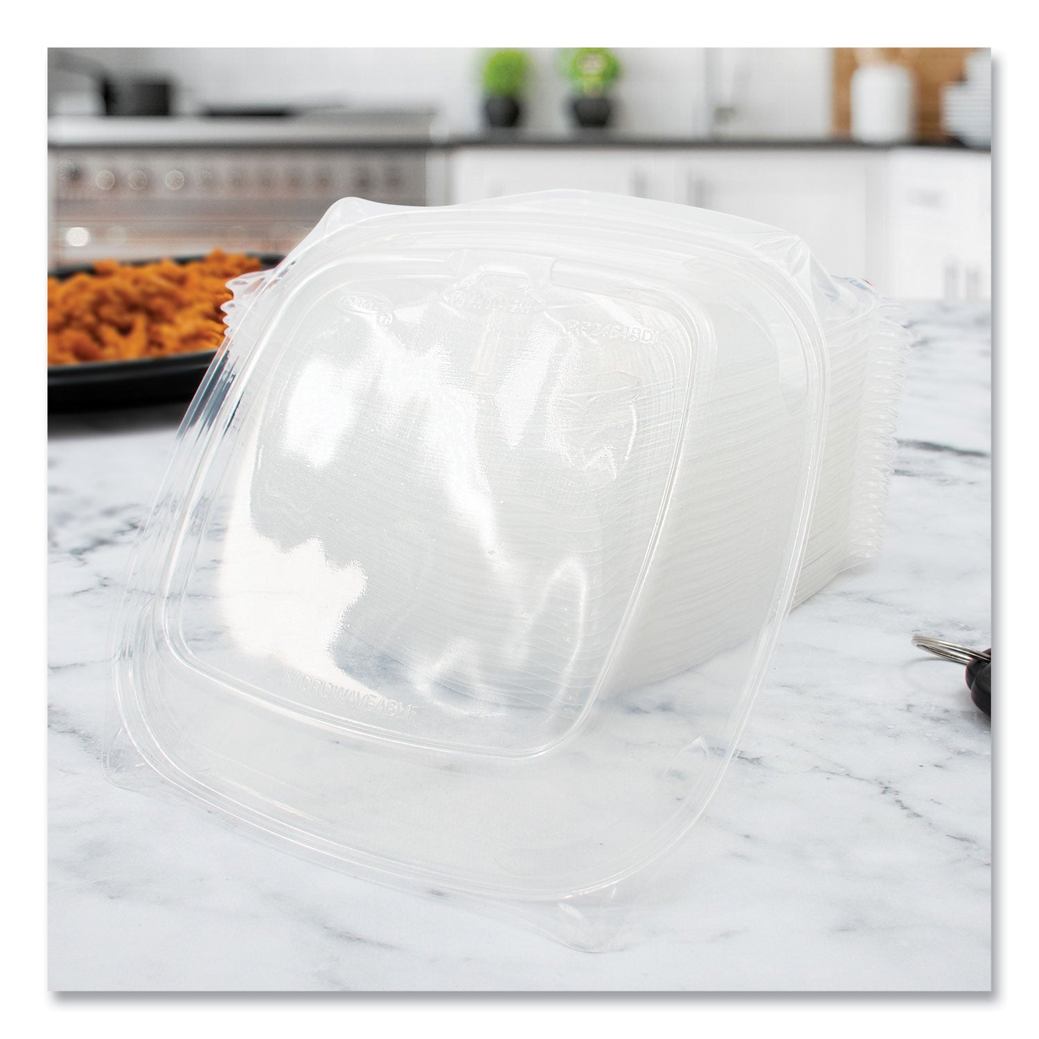 Dart® PresentaBowls Pro Clear Square Bowl Lids, Large Vented Square, 8.5 x 8.5 x 1, Clear, Plastic, 63/Bag, 4 Bags/Carton