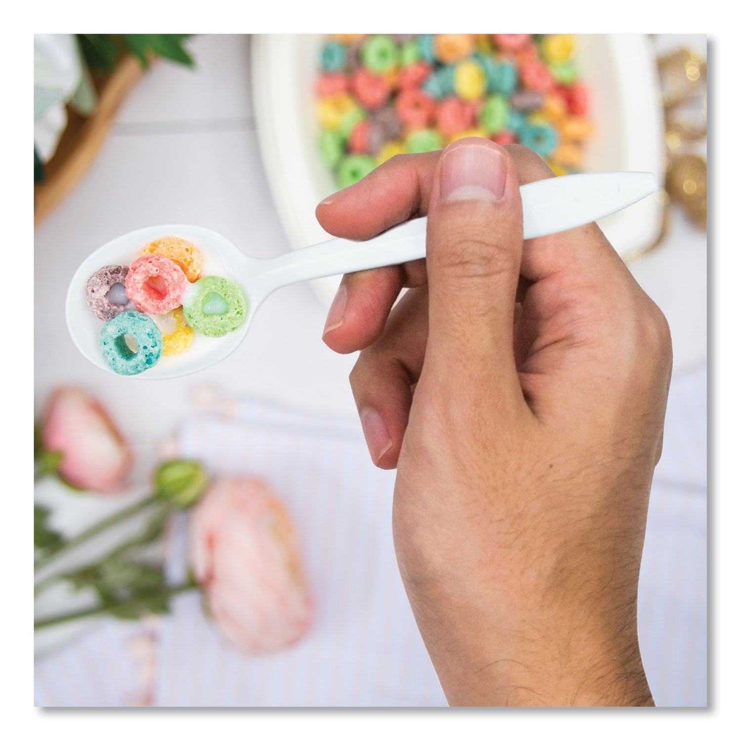 Dart® Style Setter Mediumweight Plastic Utensils, Soup Spoon, White, 1,000/Carton - Bloom Skins