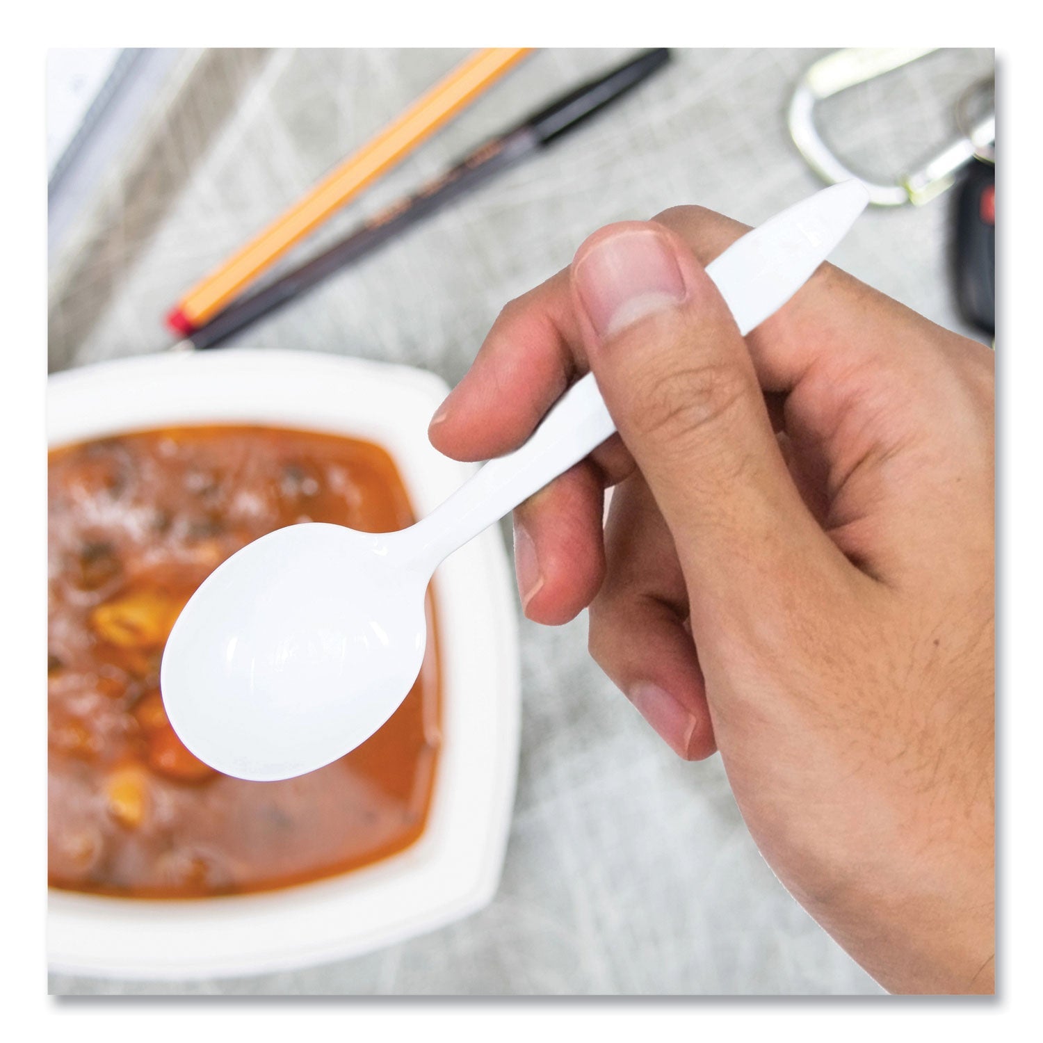 Dart® Style Setter Mediumweight Plastic Utensils, Soup Spoon, White, 1,000/Carton - Bloom Skins