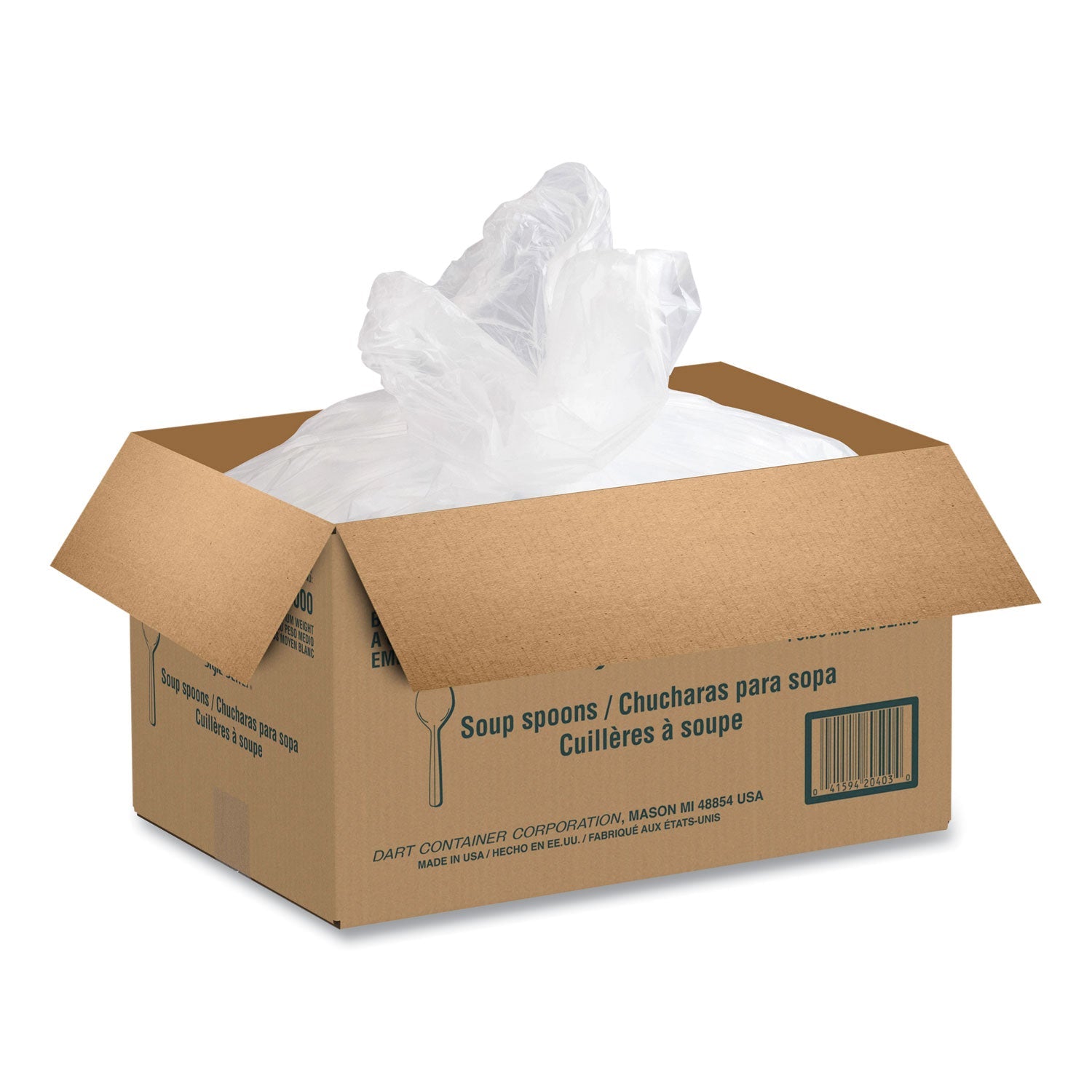 Dart® Style Setter Mediumweight Plastic Utensils, Soup Spoon, White, 1,000/Carton - Bloom Skins