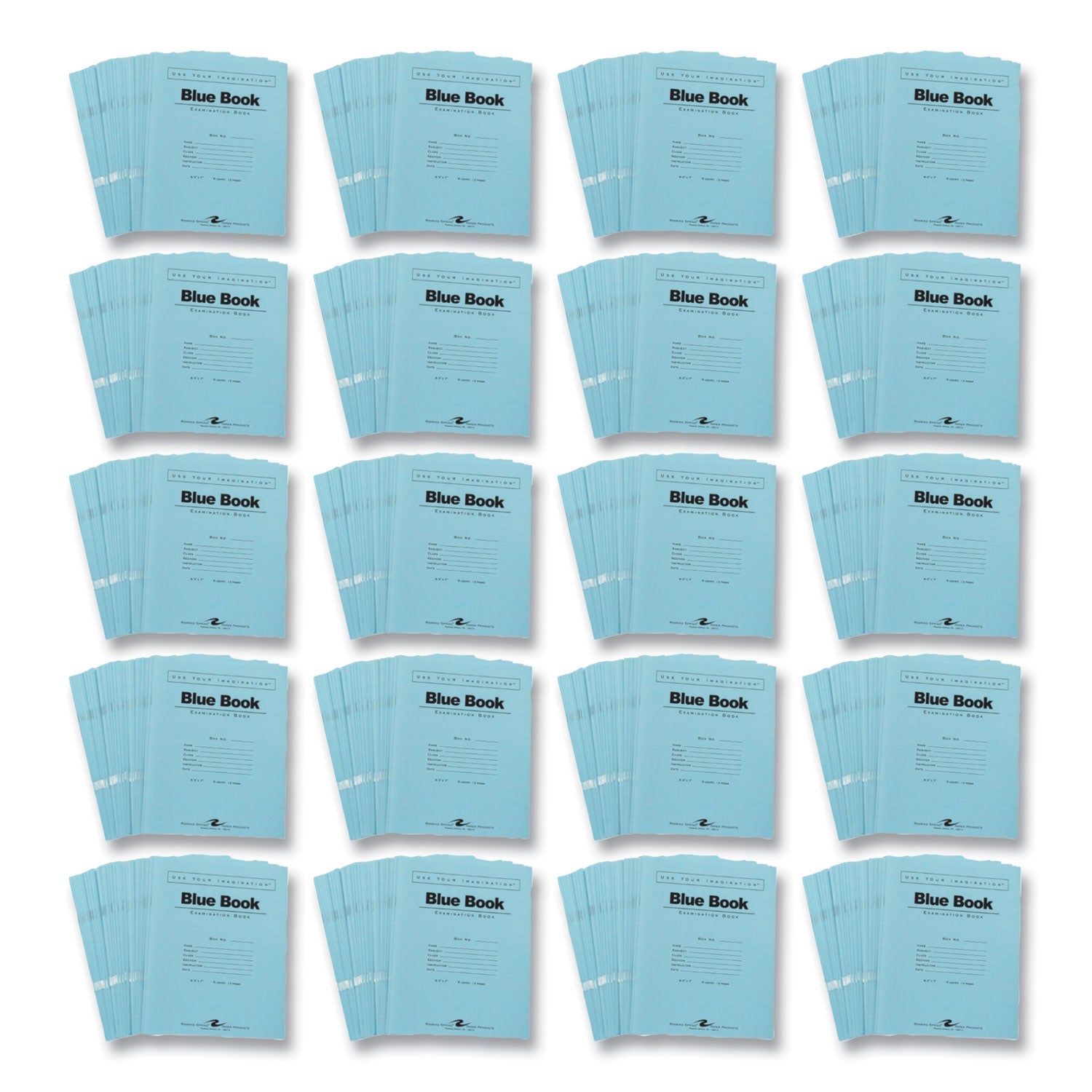 Roaring Spring® Examination Blue Book, Wide/Legal Rule, Blue Cover, (6) 8.5 x 7 Sheets, 1,000/Carton