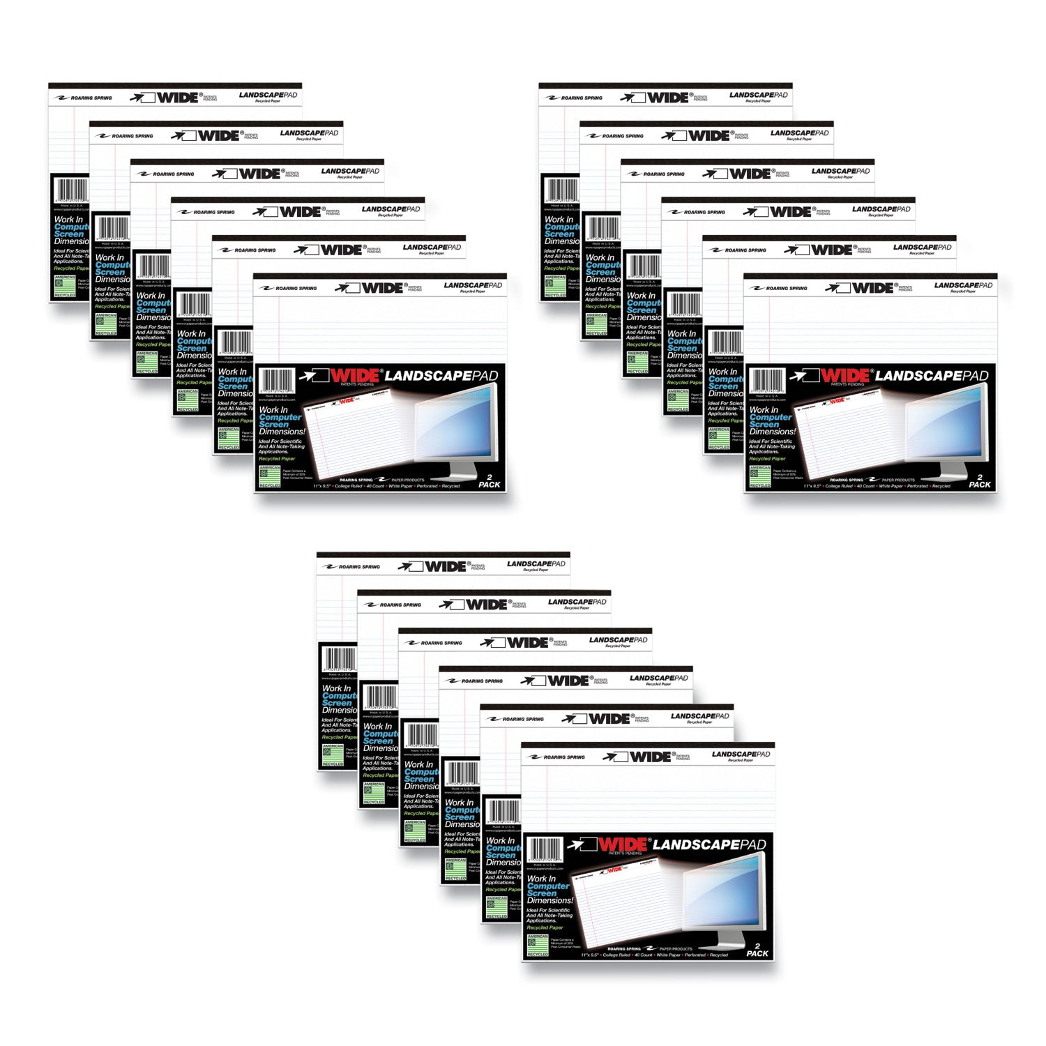 WIDE Landscape Format Writing Pad | College Rule