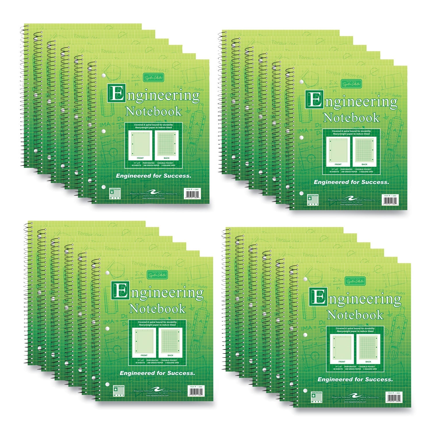Wirebound Engineering Notebook | 80 Green Sheets