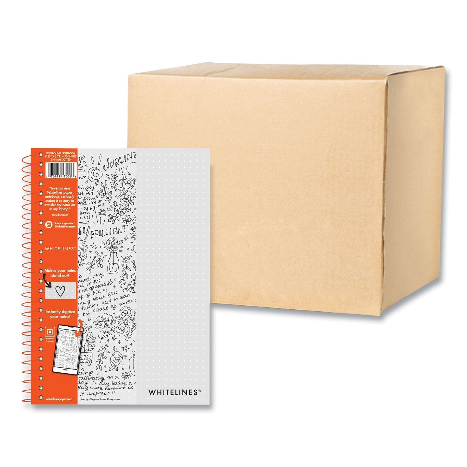 Whitelines Notebook | Dot Rule, Gray Paper