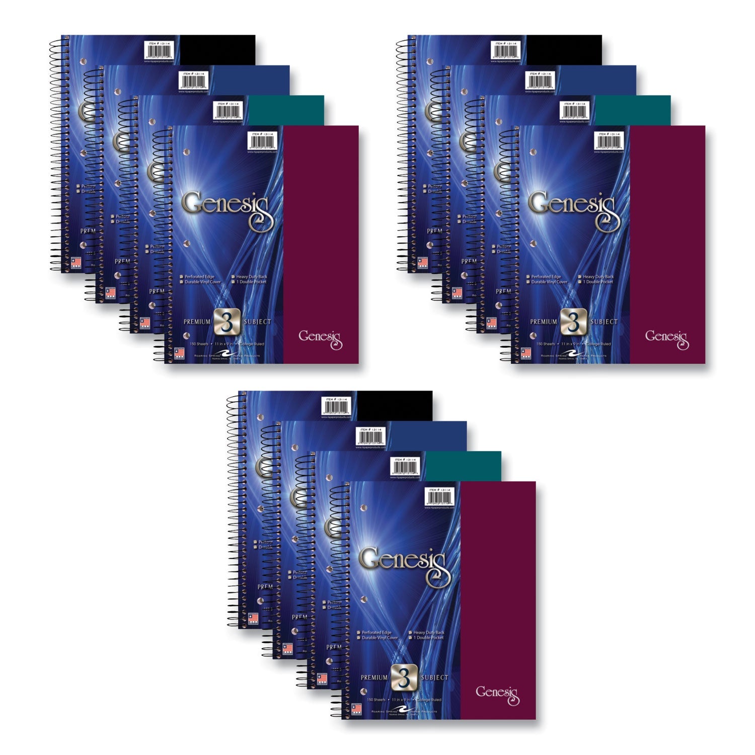 Genesis 3-Subject Notebook | College Rule, Asst.