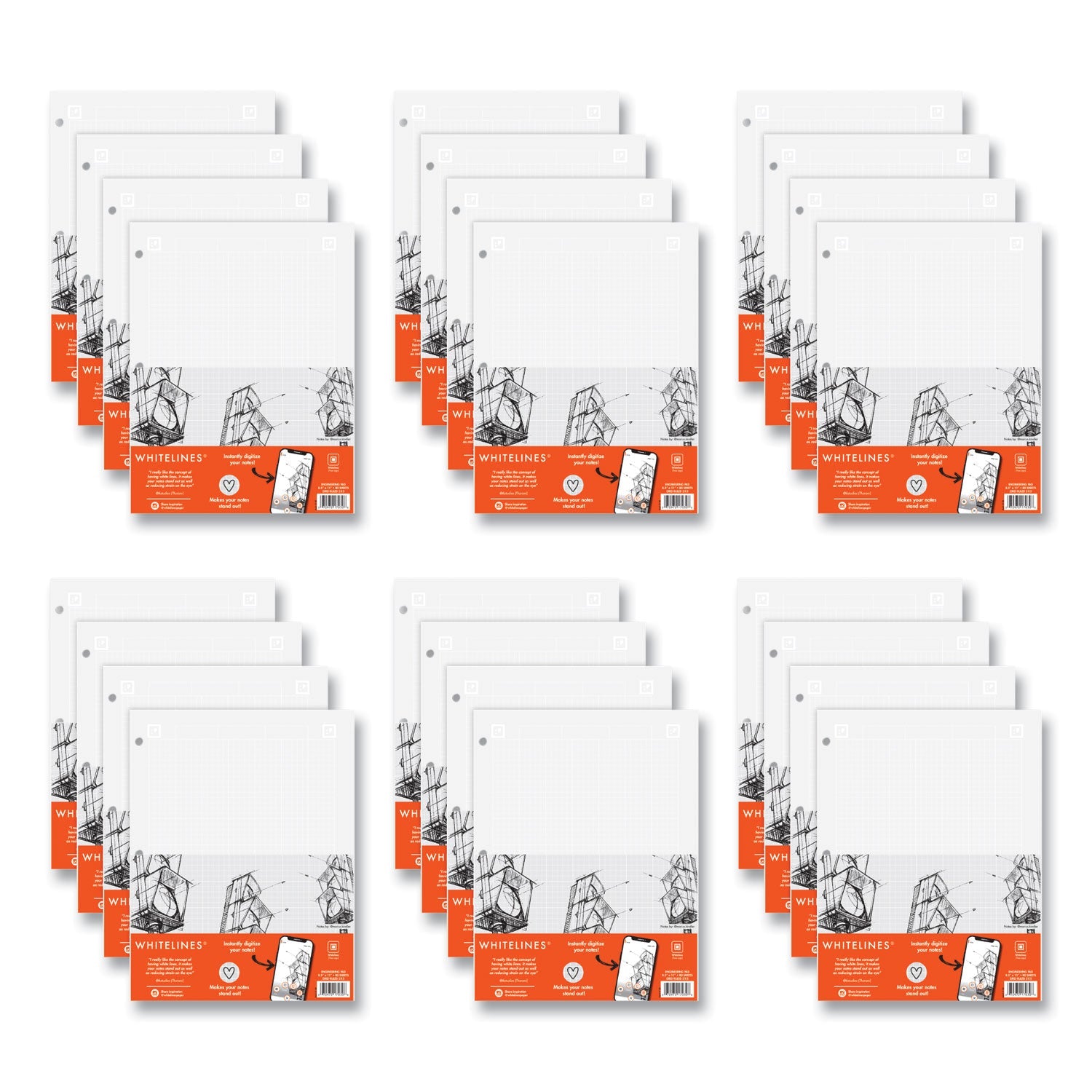 Whitelines Engineering Pad | Quadrille, Gray Paper