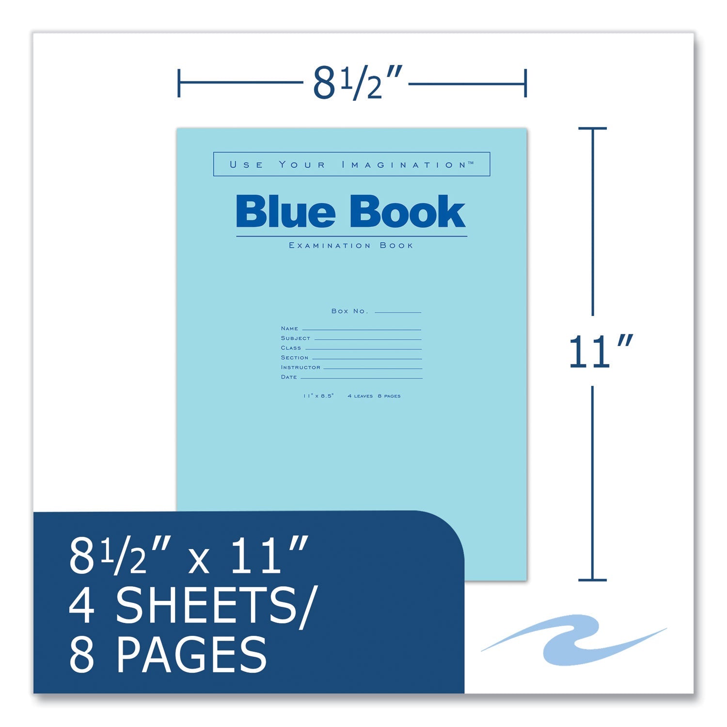 Roaring Spring® Examination Blue Book, Wide/Legal Rule, Blue Cover, (4) 8.5 x 11 Sheets, 600/Carton - Bloom Skins