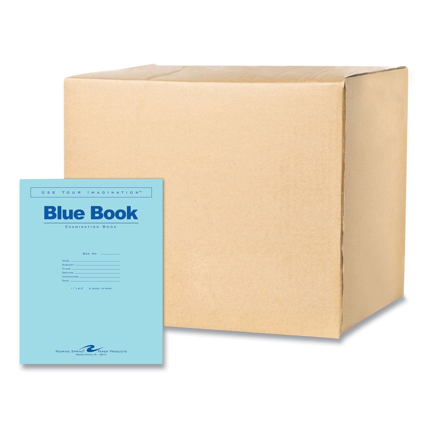 Roaring Spring® Examination Blue Books, Wide/Legal Rule, Blue Cover, (8) 11 x 8.5 Sheets, 500/Carton