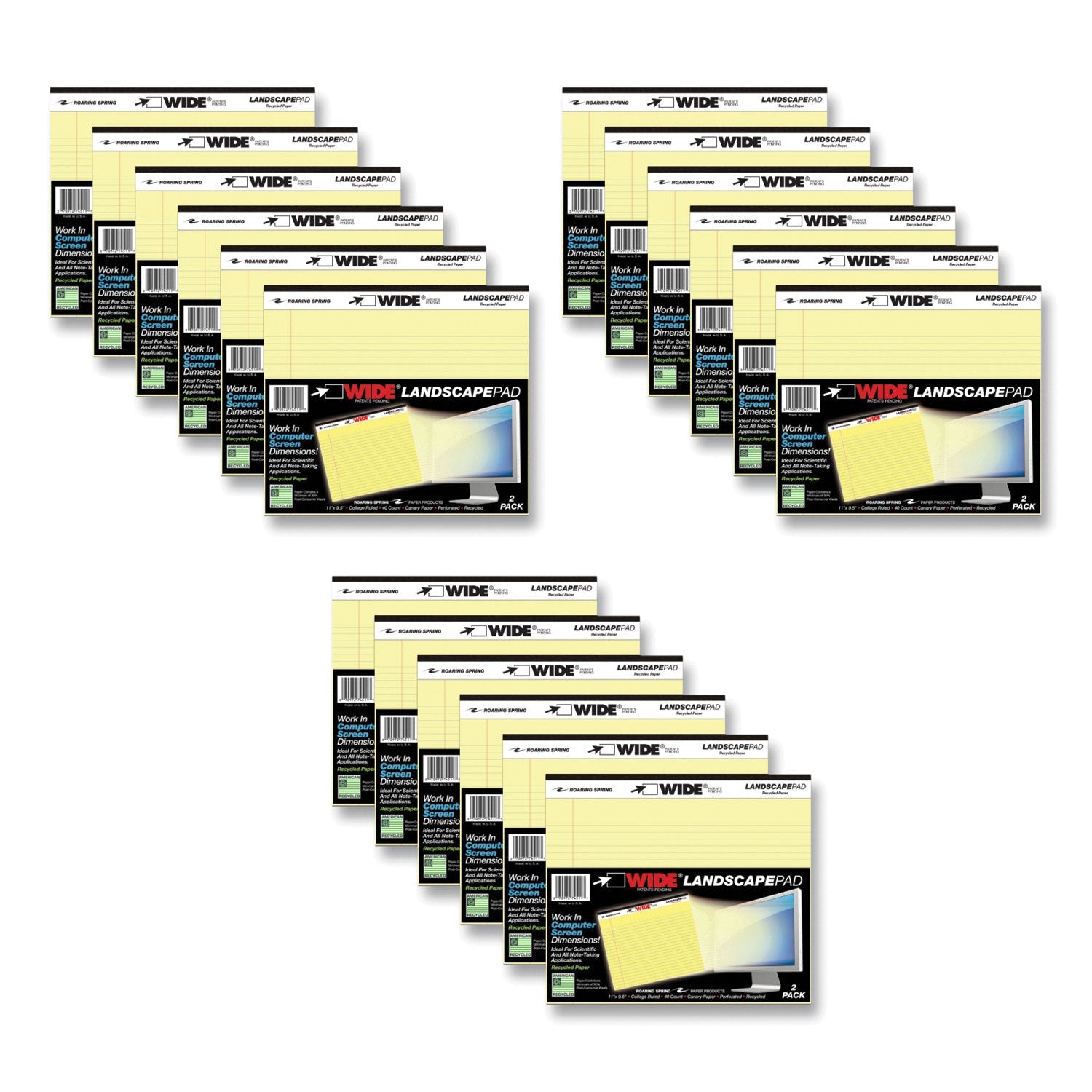 WIDE Landscape Format Writing Pad | College Rule