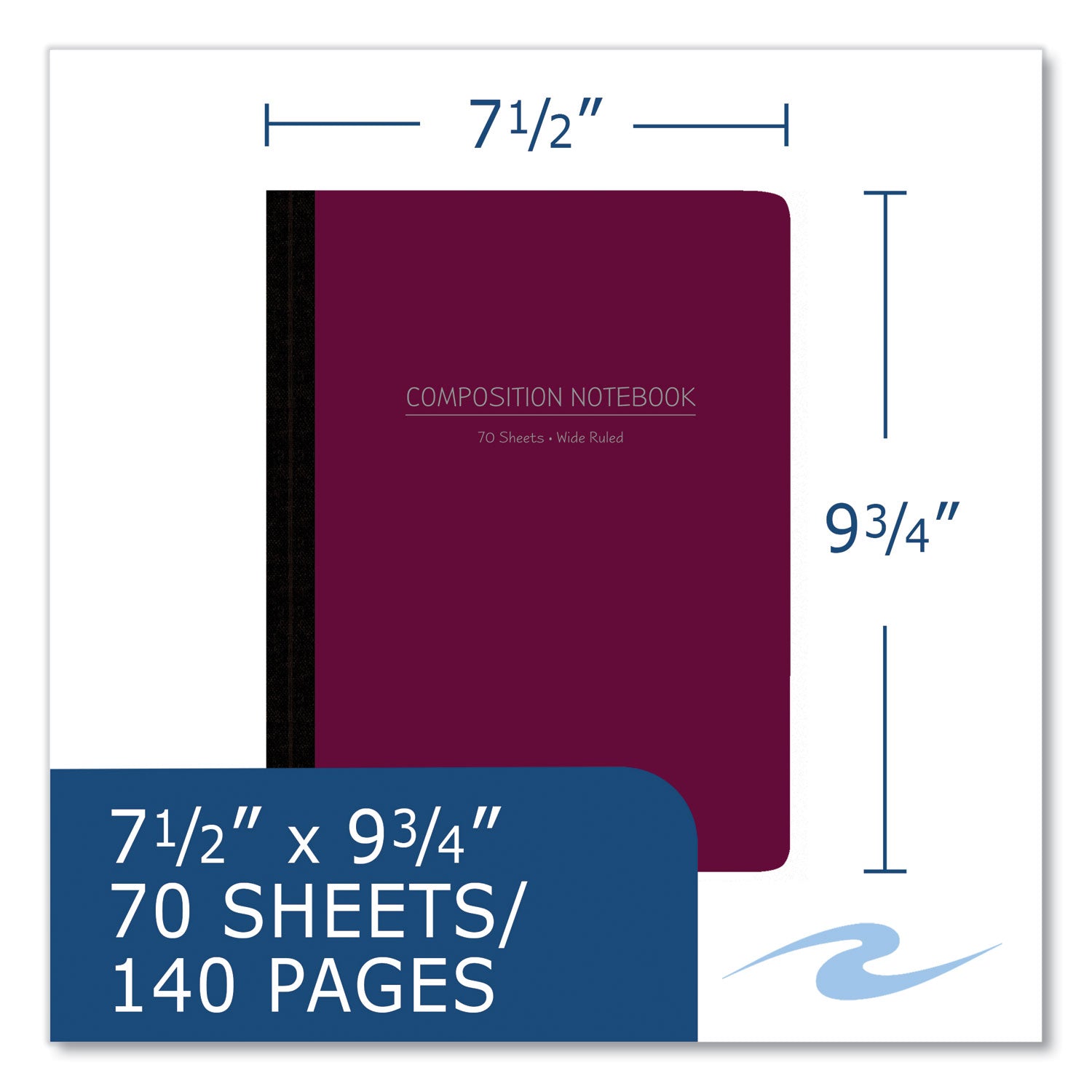 Roaring Spring® Poly Flex Composition Notebook, Wide/Legal Rule, Randomly Assorted Cover, (70) 9.75 x 7.5 Sheets, 24/Carton