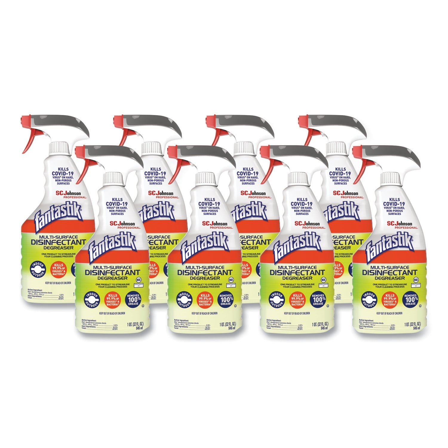 Fantastik® Multi-Surface Disinfectant Degreaser, Herbal, 32 Oz Spray Bottle, 8/carton