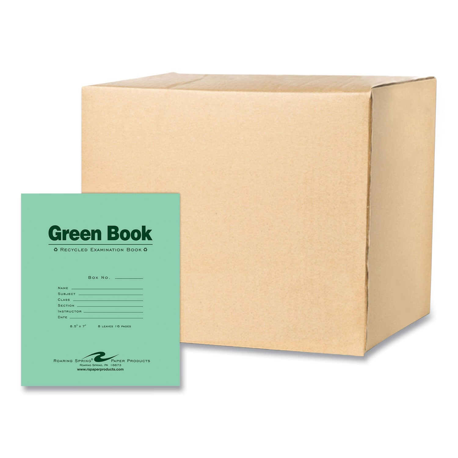 Recycled Exam Book | Wide Rule, Green, 600/CT