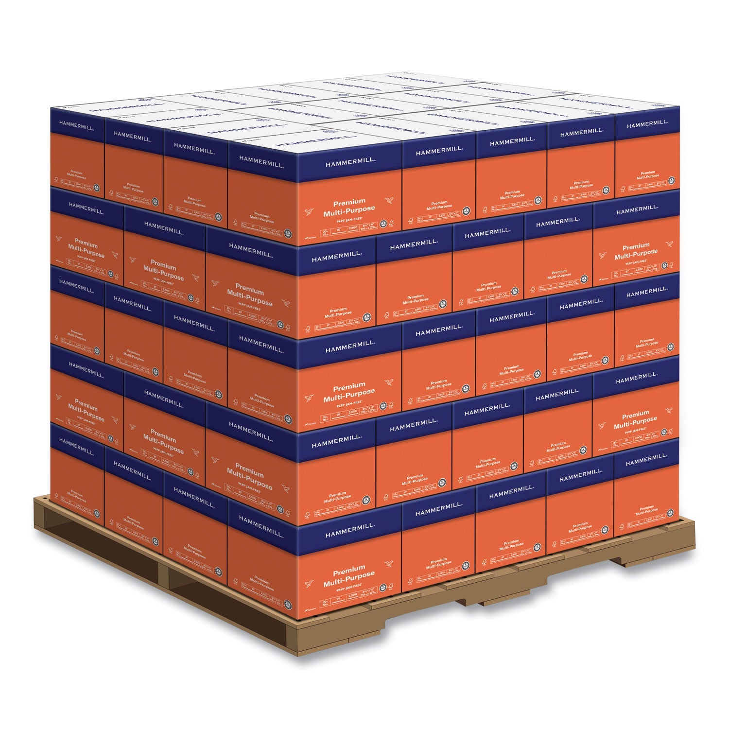 Hammermill® Premium Multipurpose Print Paper, 97 Bright, 20 lb, 8.5 x 11, White, 500 Sheets/Ream, 5 Reams/Carton, 80 Cartons/Pallet