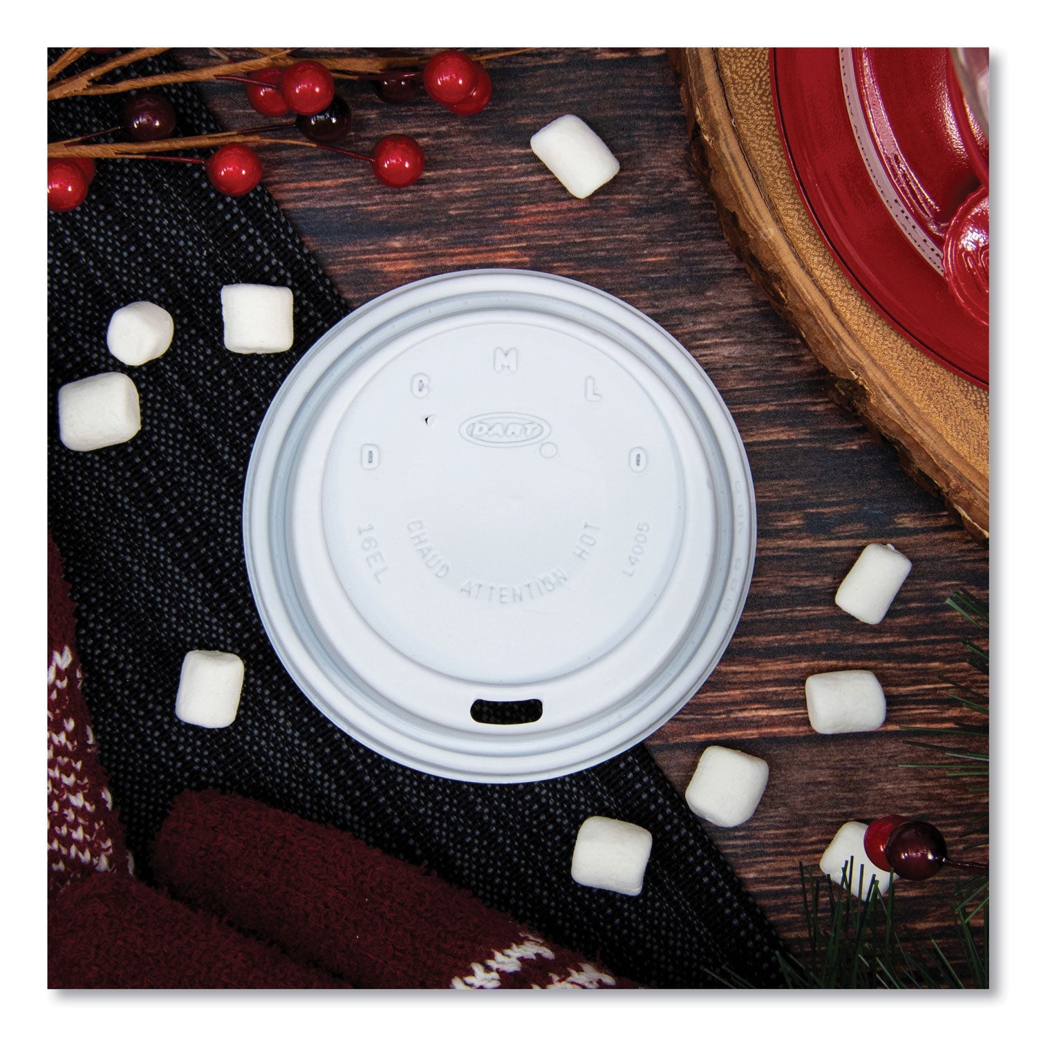 SOLO® Cappuccino Dome Sipper Lids, Fits 12 oz to 24 oz Hot Cups, Plastic, White, 1,000/Carton