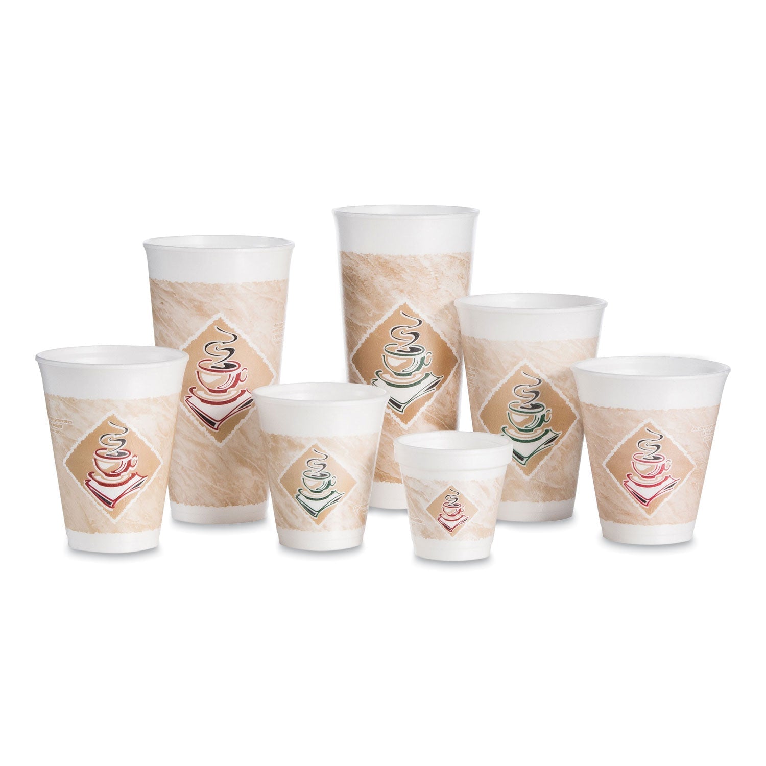 Dart® Cafe G Foam Hot/cold Cups, 20 Oz, Brown/red/white, 20/pack