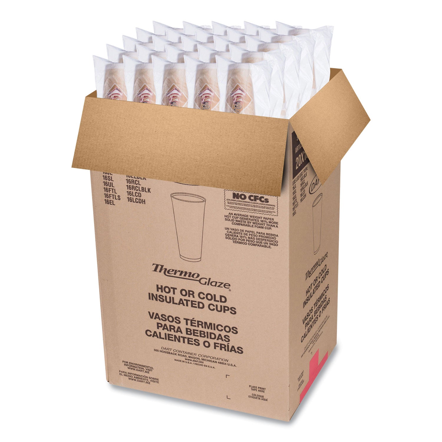 Dart® Cafe G Foam Hot/cold Cups, 20 Oz, Brown/red/white, 20/pack