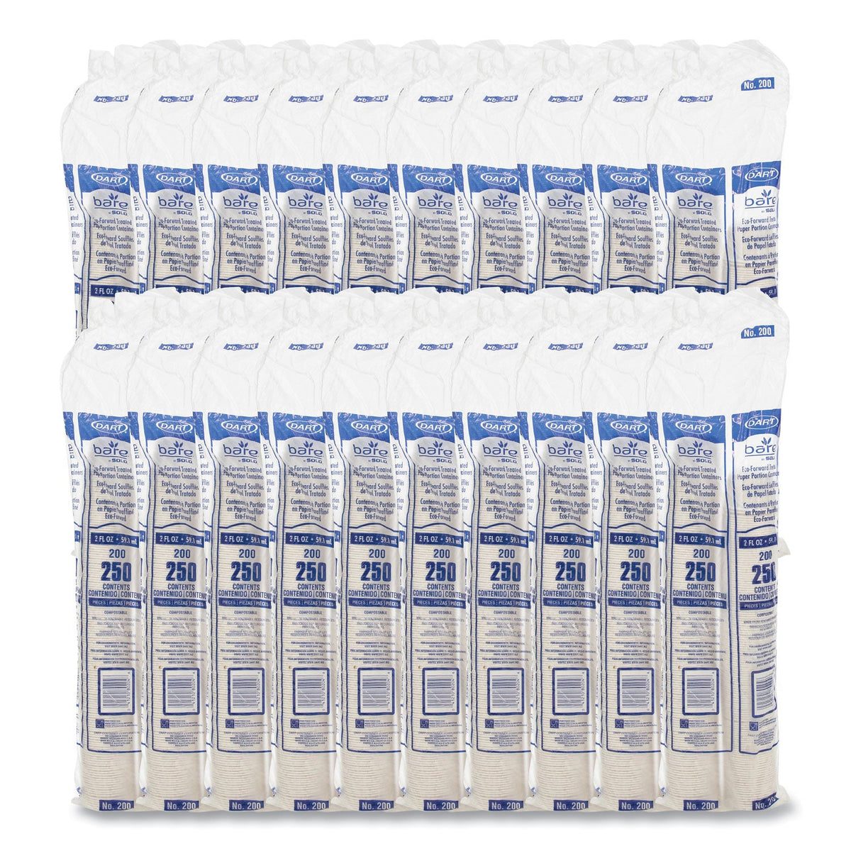 SOLO® Paper Portion Cups, 2 oz, White, 250/Bag, 20 Bags/Carton