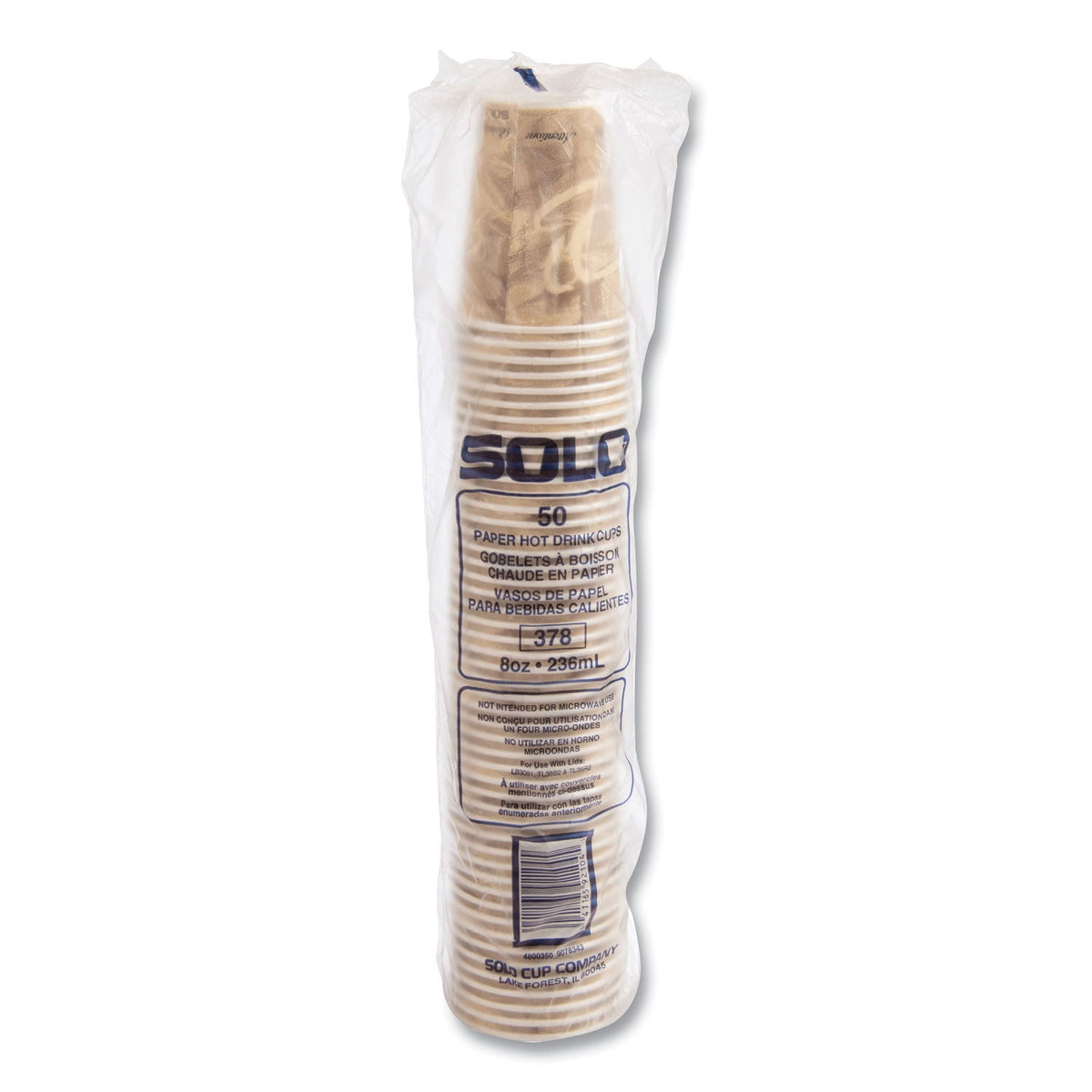SOLO® Mistique Polycoated Hot Paper Cups, 8 oz, Brown, 50/Sleeve, 20 Sleeves/Carton