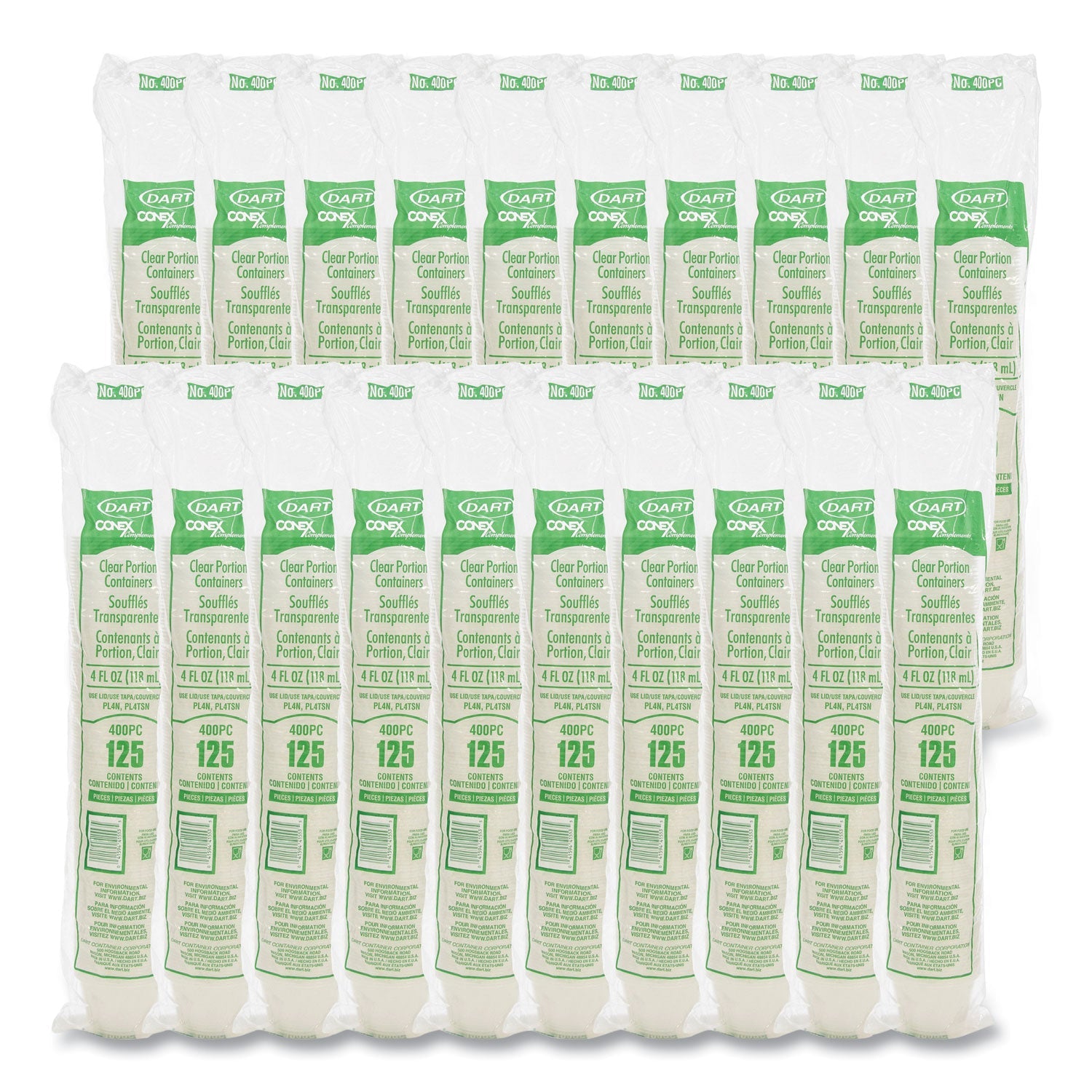 Dart® Conex Complements Portion/Medicine Cups, 4 oz, Plastic, Clear, 125/Bag, 20 Bags/Carton