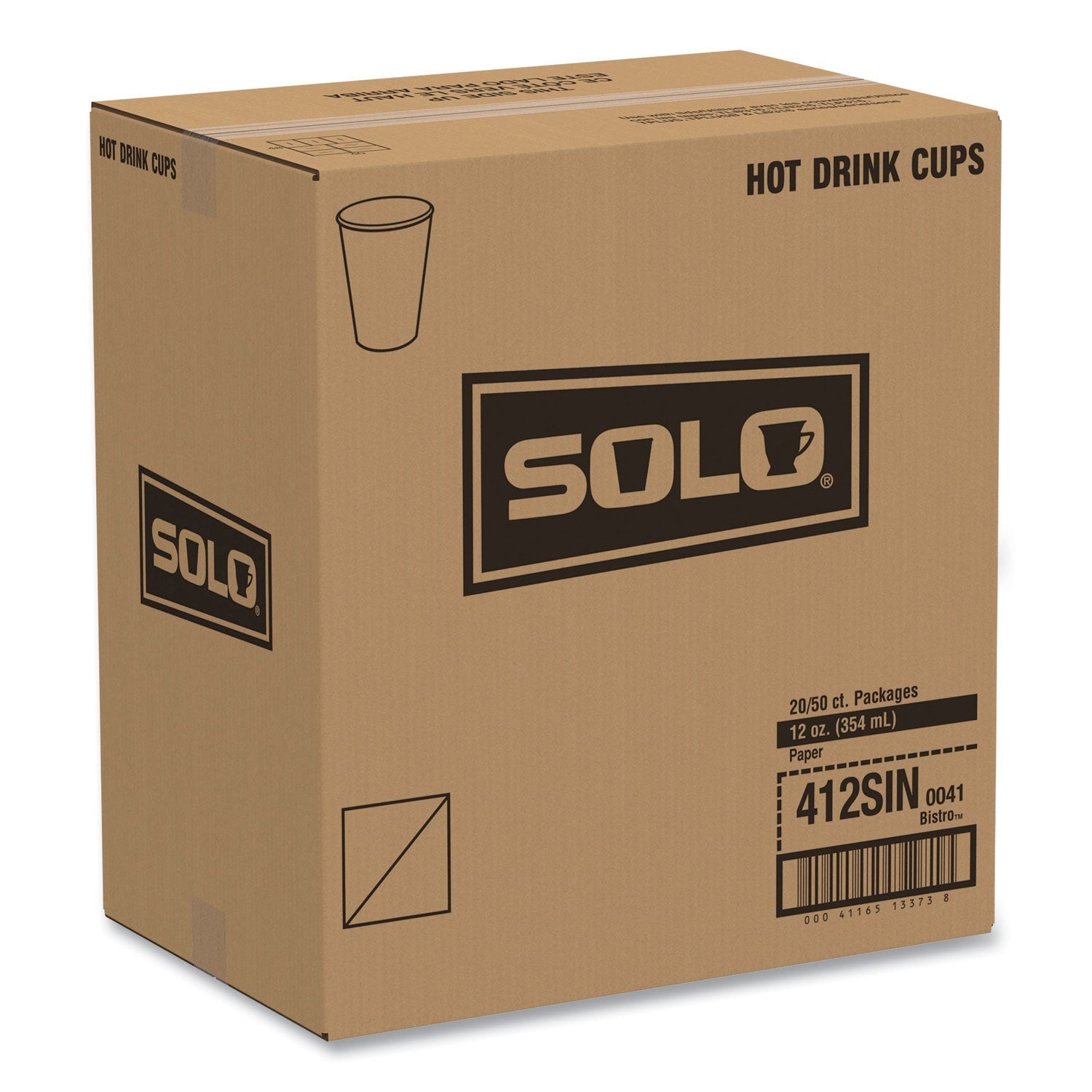 SOLO® Paper Hot Drink Cups in Bistro Design, 12 oz, Maroon, 50/Pack