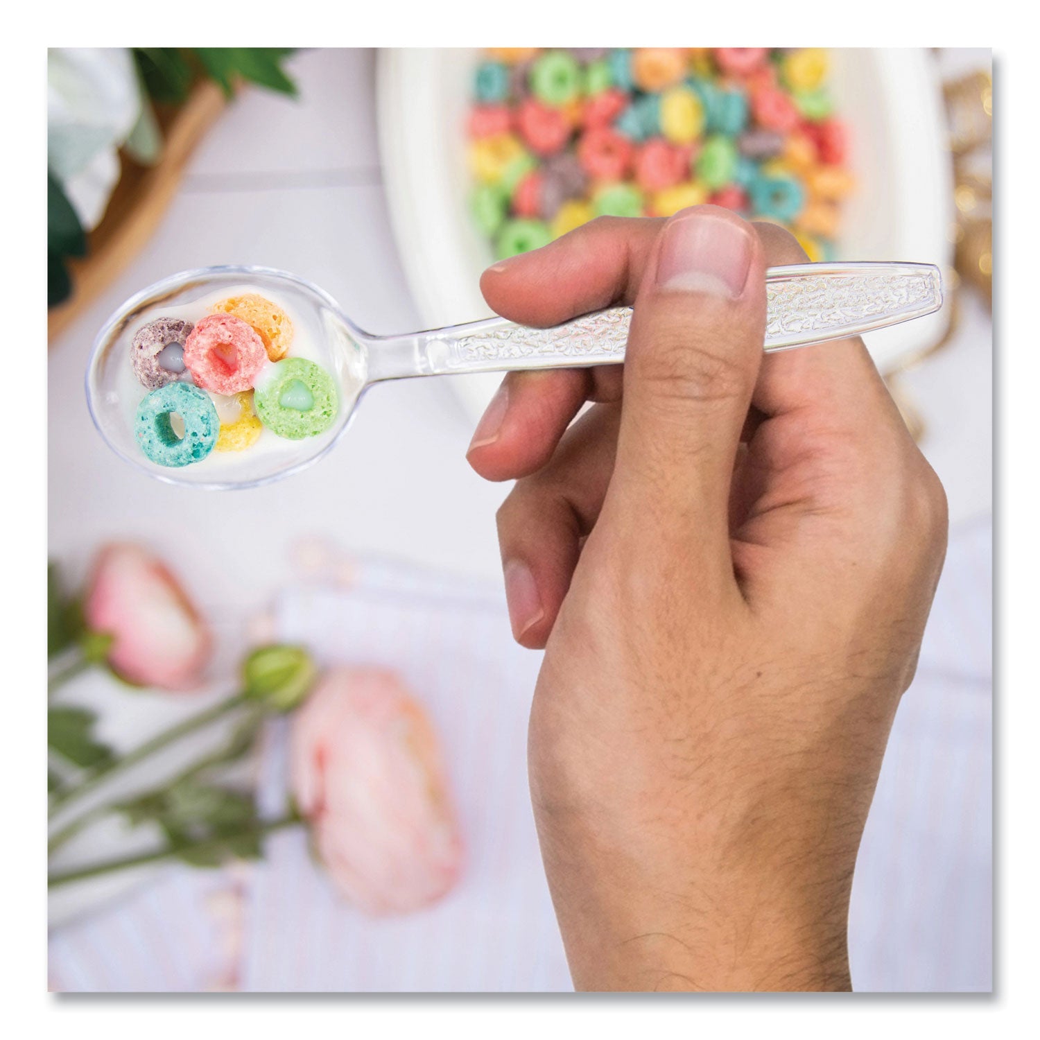 SOLO® Guildware Extra Heavyweight Plastic Cutlery, Soup Spoon, Clear, 1,000/Carton - Bloom Skins