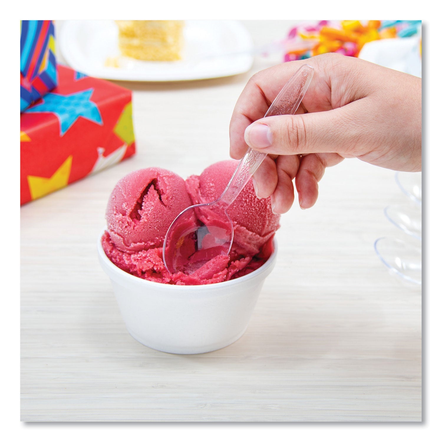 SOLO® Guildware Extra Heavyweight Plastic Cutlery, Soup Spoon, Clear, 1,000/Carton - Bloom Skins