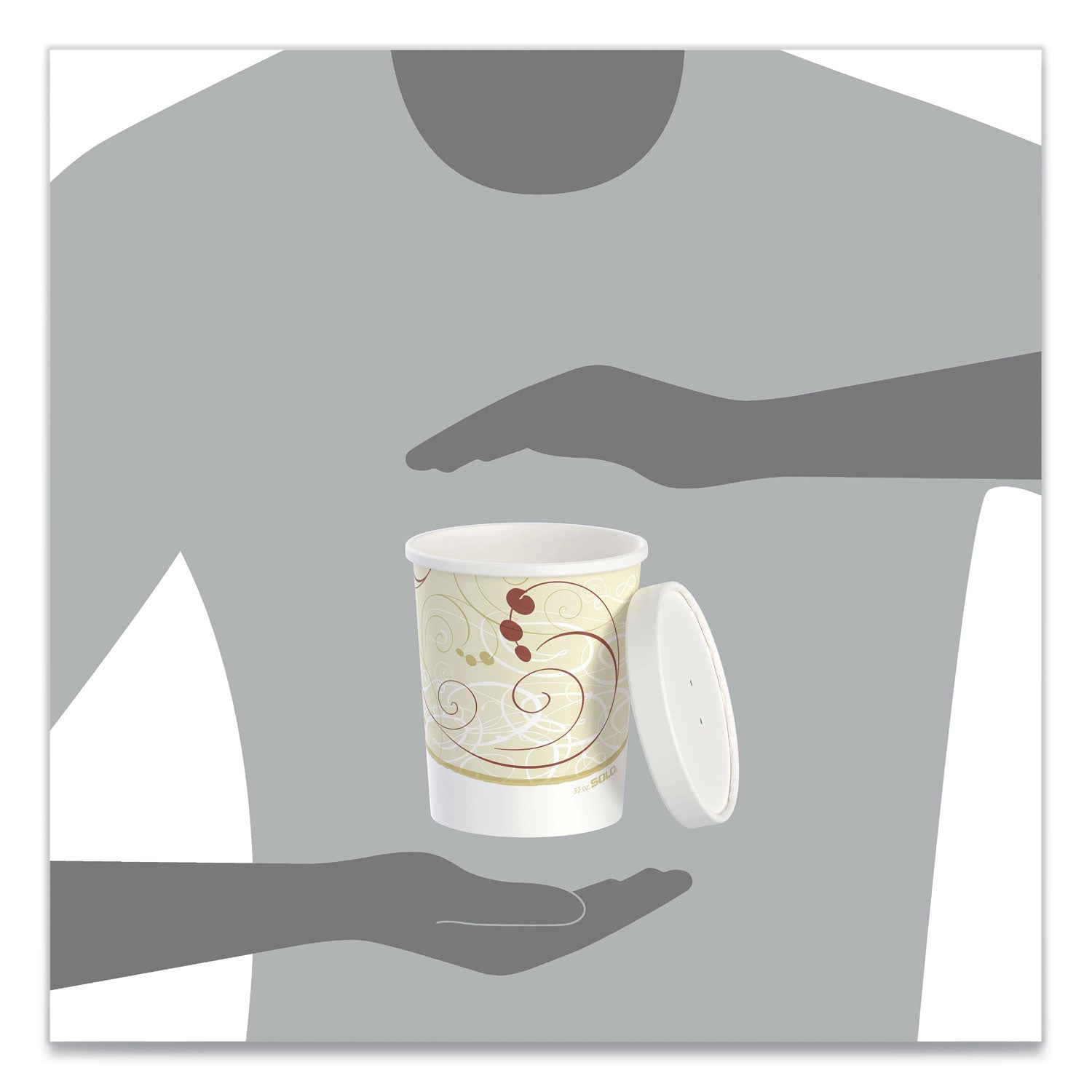 SOLO® Flexstyle Double Poly Food Combo Packs, 32 oz, Symphony, Paper, 25 Cups and 25 Lids/Pack, 10 Packs/Carton - Bloom Skins