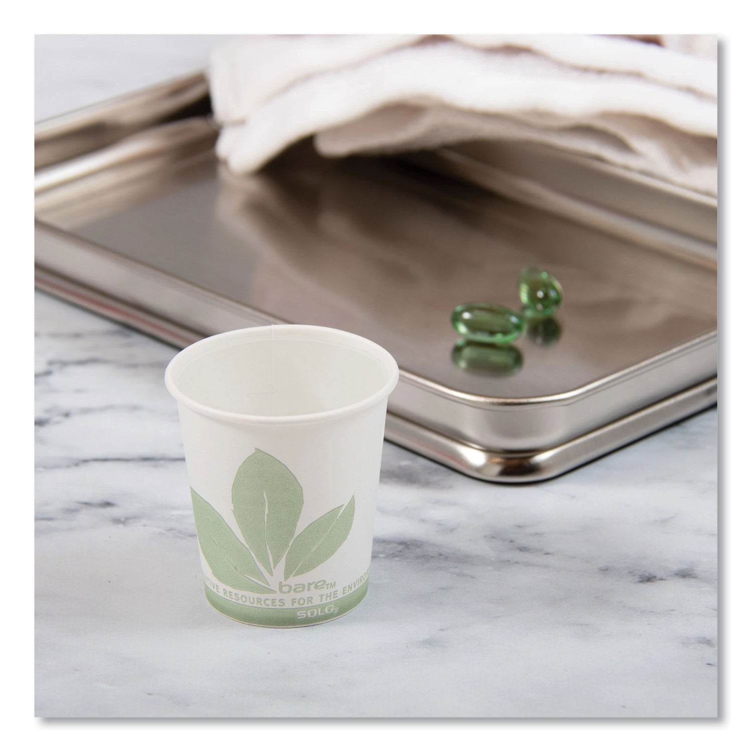 SOLO® Bare Eco-Forward Paper Cold Cups, 5 oz, Green/White, 100/Sleeve, 30 Sleeves/Carton