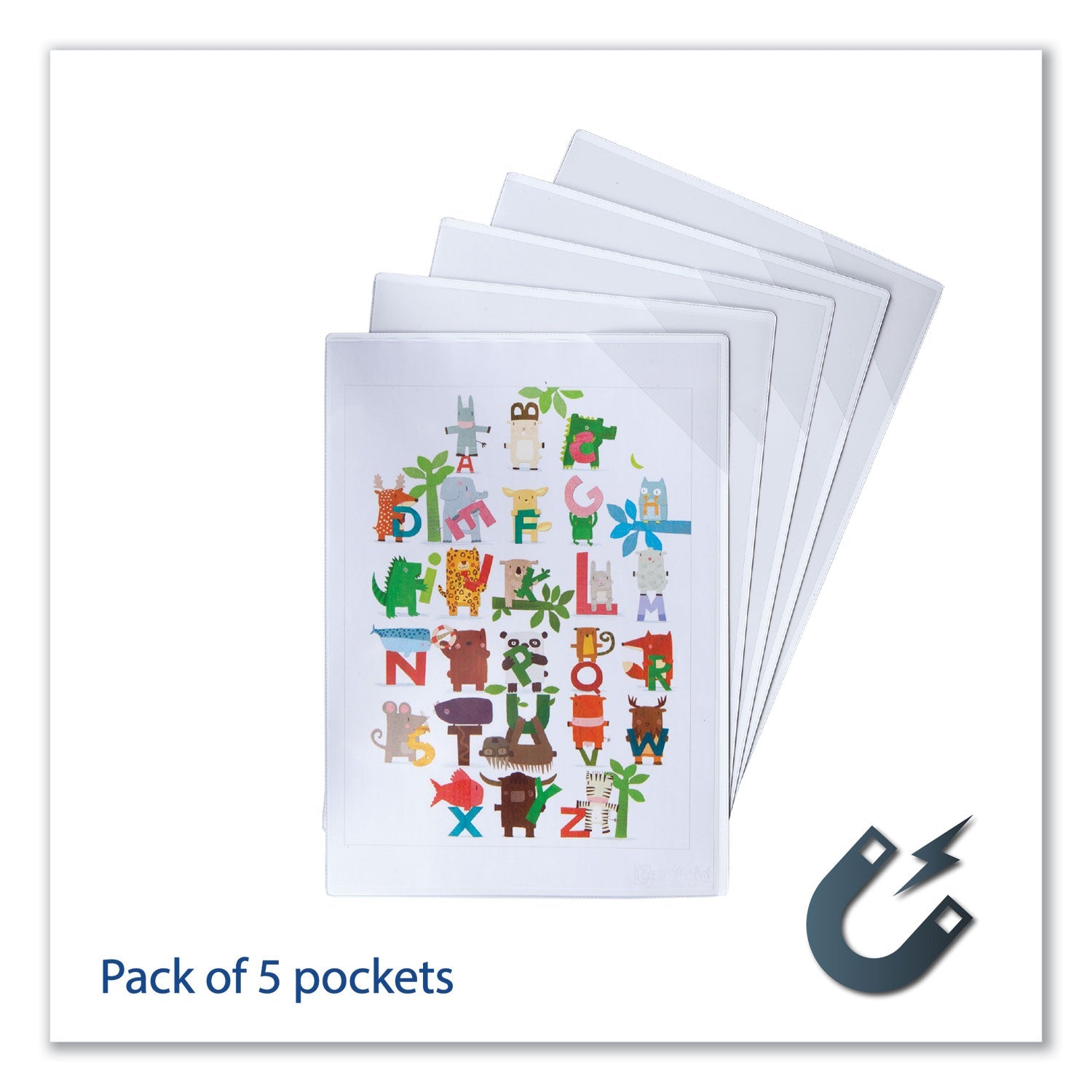 djois® by Tarifold Easy Load Magnetic Pocket with Corner Closure, 14 x 11, Clear Frame, 5/Pack - Bloom Skins