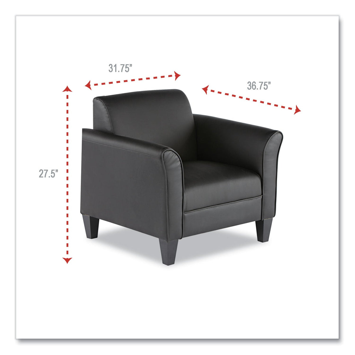 Alera® Alera Reception Lounge Sofa Series Club Chair, 35.43" x 30.7" x 32.28", Black Seat, Black Back, Black Base