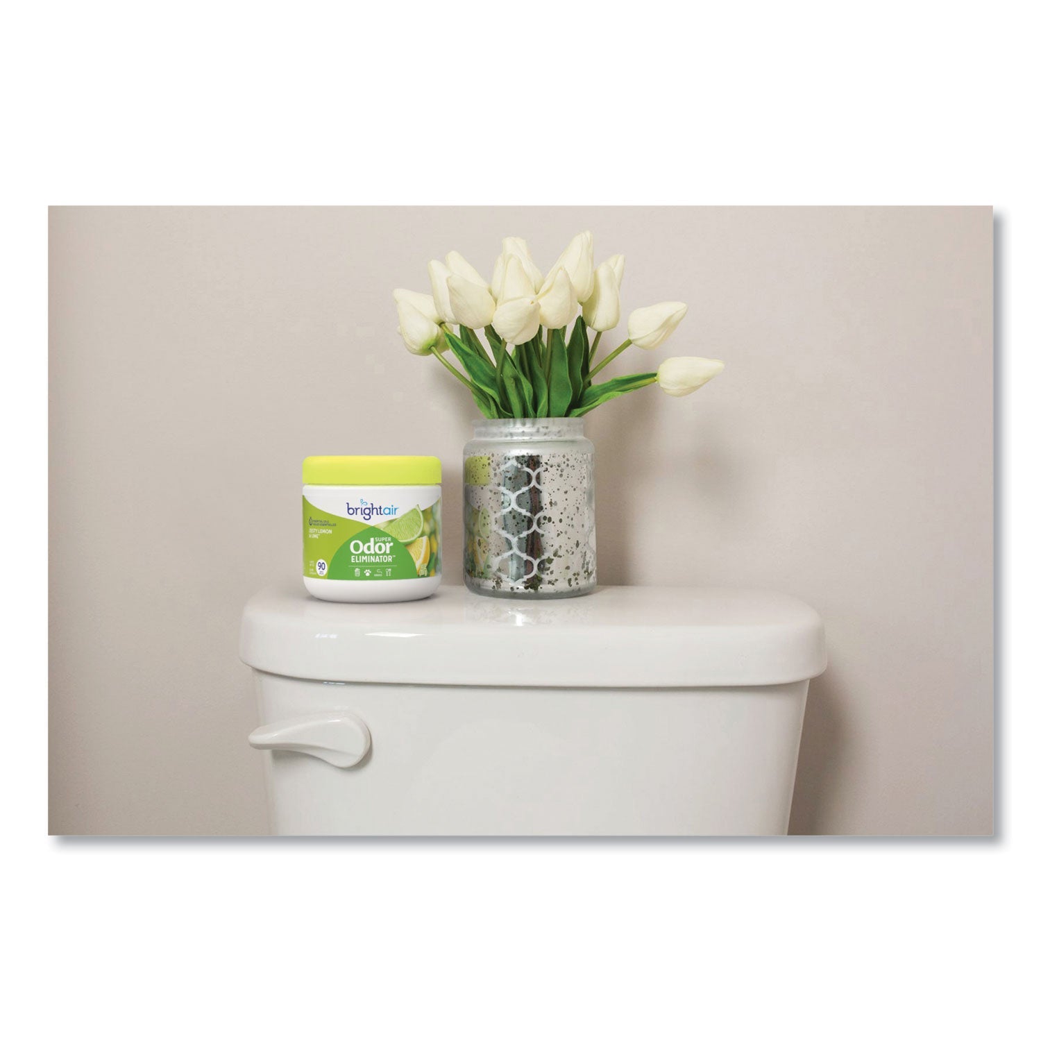 BRIGHT Air® Super Odor Eliminator, Zesty Lemon And Lime, 14 Oz Jar, 6/carton