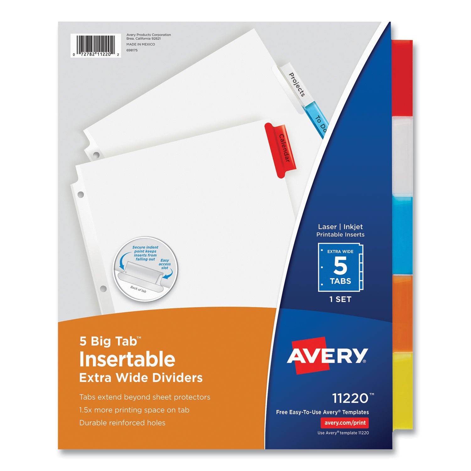 Insertable Big Tab Dividers | 5-Tab | White