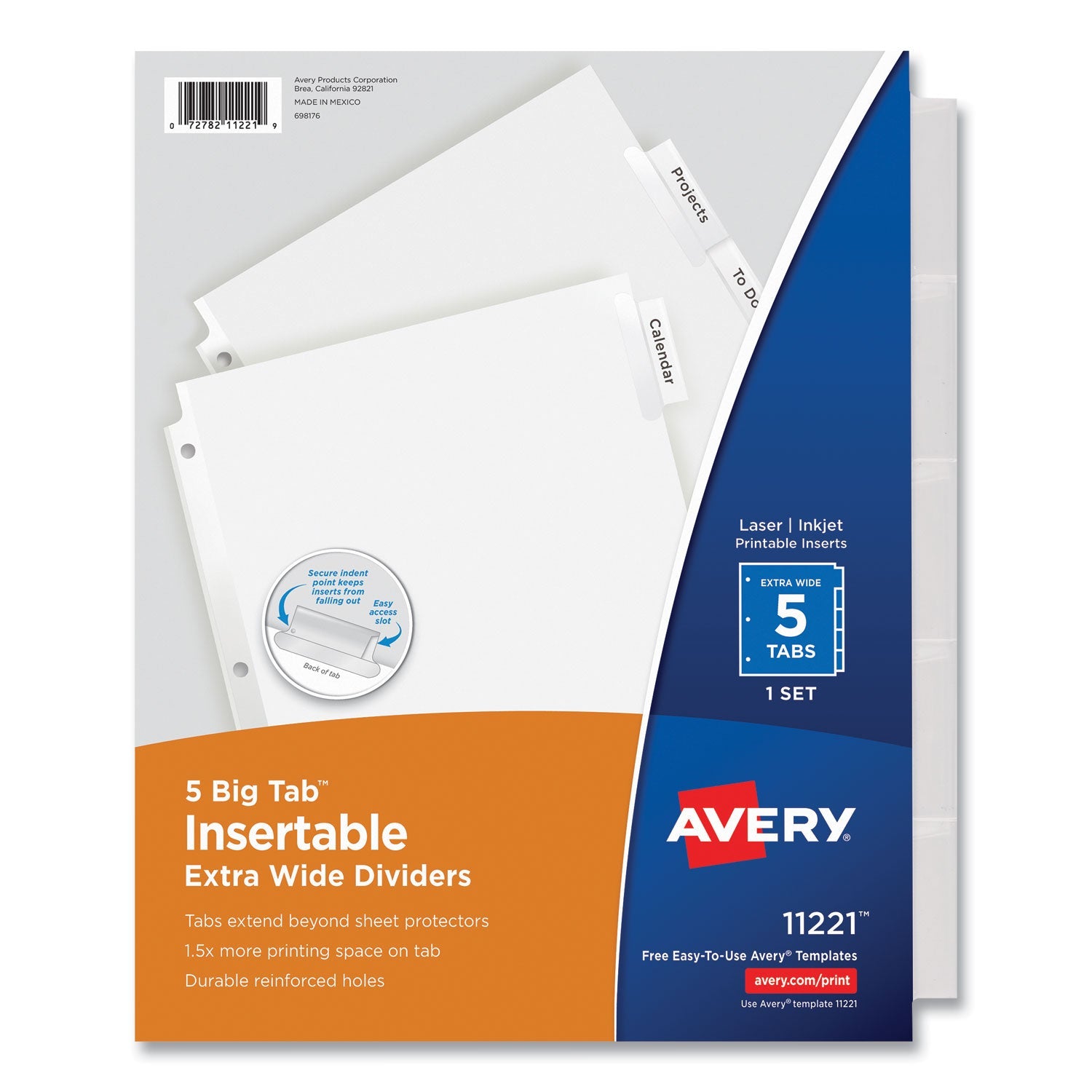 Insertable Big Tab Dividers | 5-Tab | White
