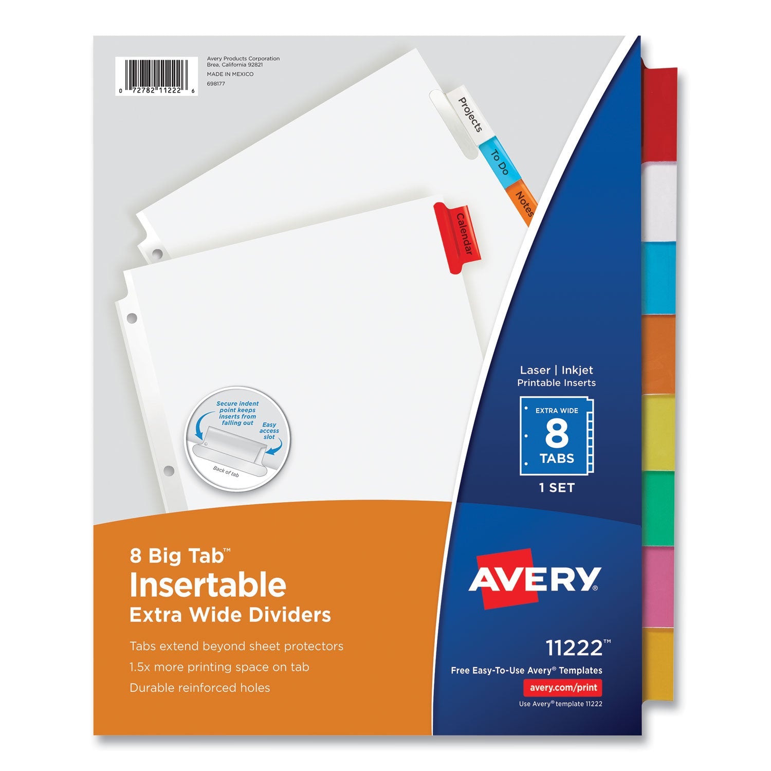 Insertable Big Tab Dividers | 8-Tab | Assorted