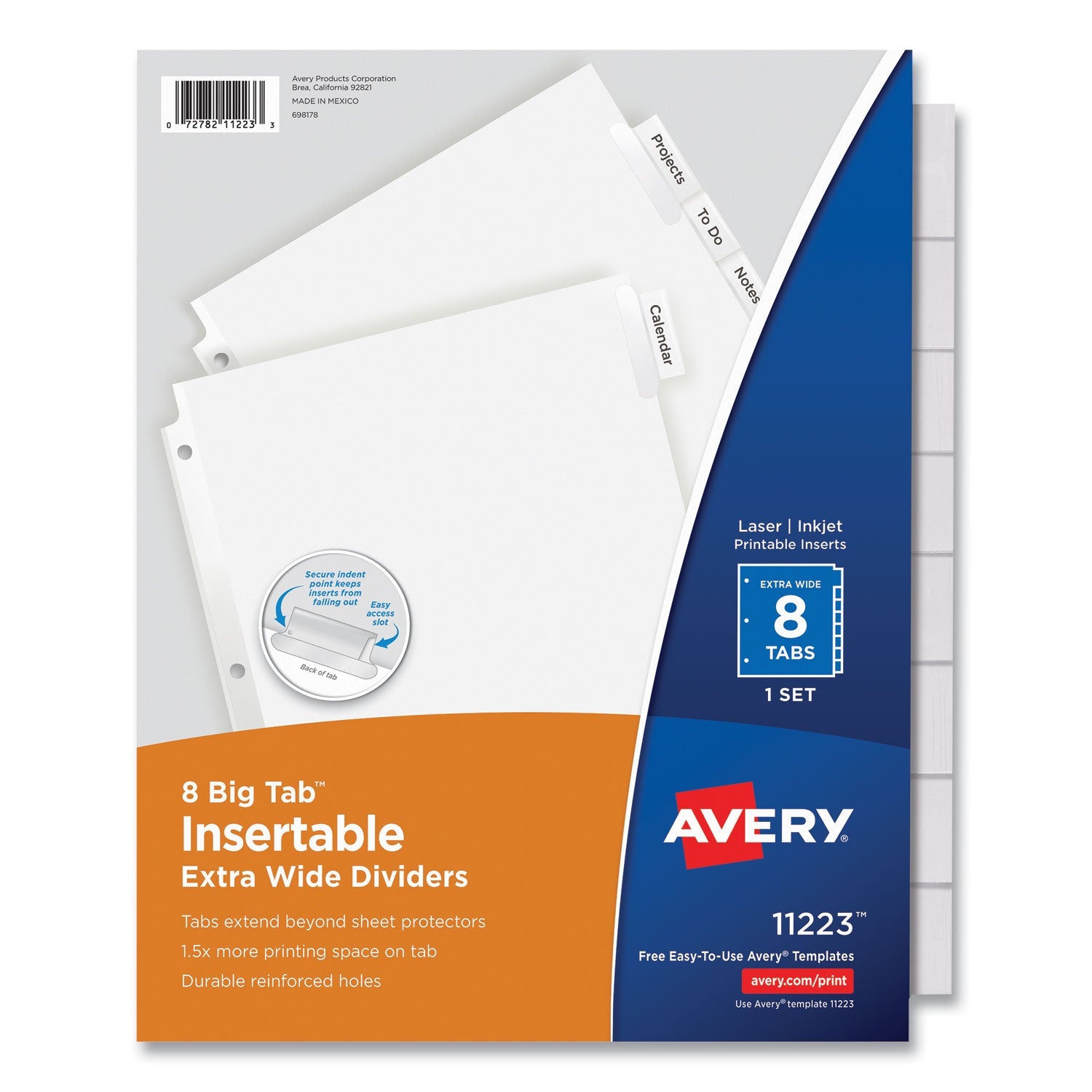 Insertable Big Tab Dividers | 8-Tab | White