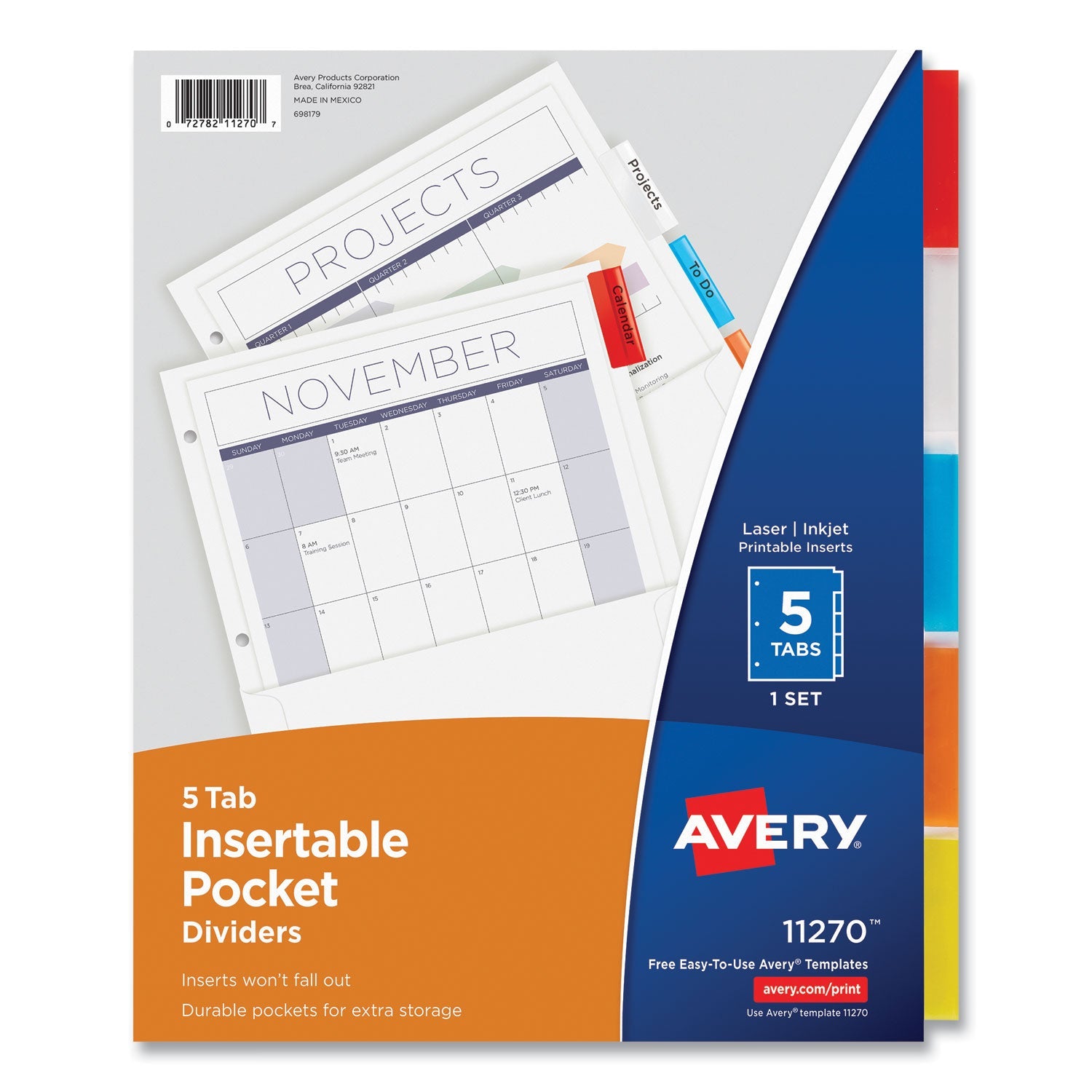 Insertable Dividers w/Single Pockets | 5-Tab