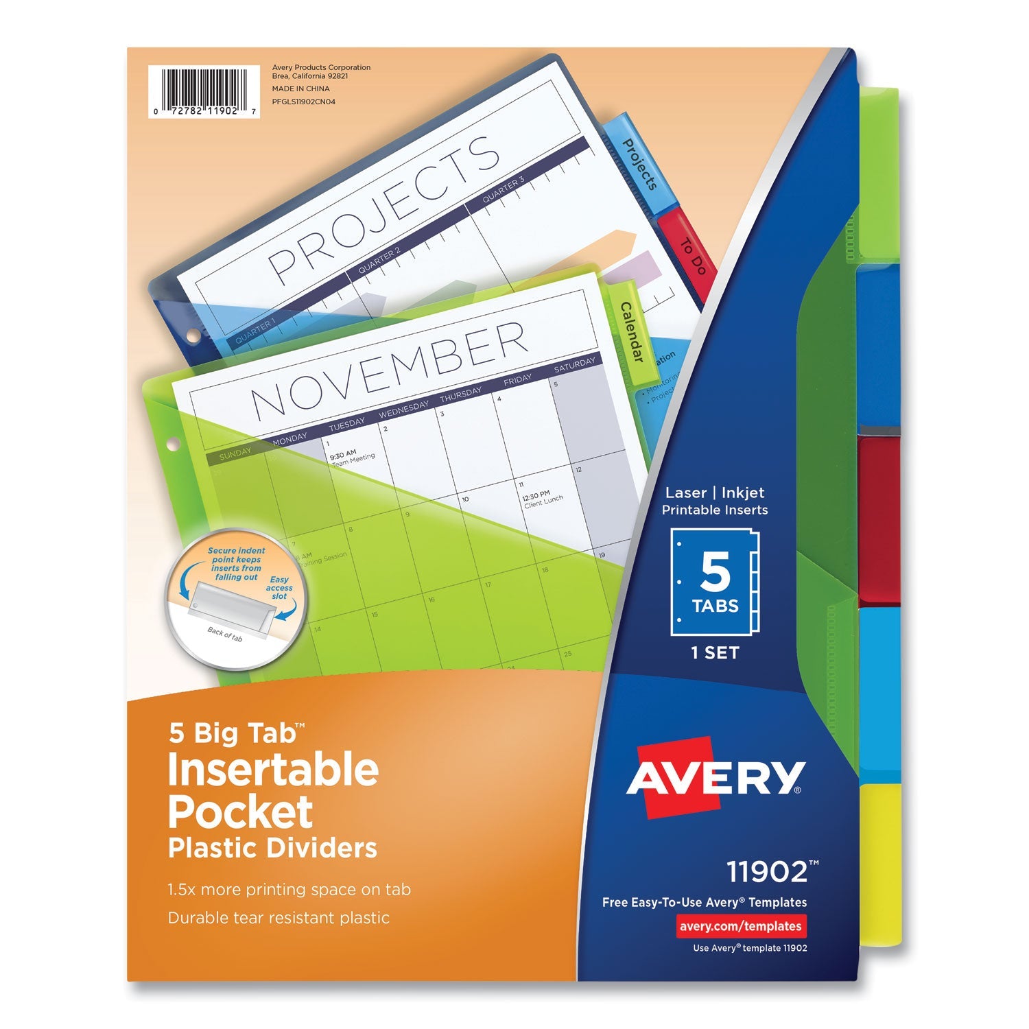 Insertable Big Tab 1-Pocket Dividers | 5-Tab Set
