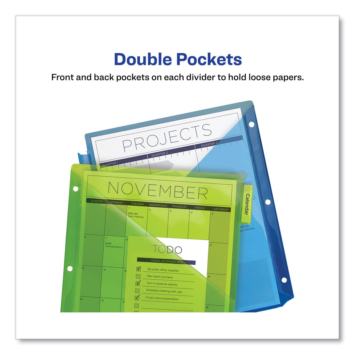 Avery® Insertable Big Tab Plastic 2-Pocket Dividers, 5-Tab, 11.13 X 9.25, Assorted, 1 Set