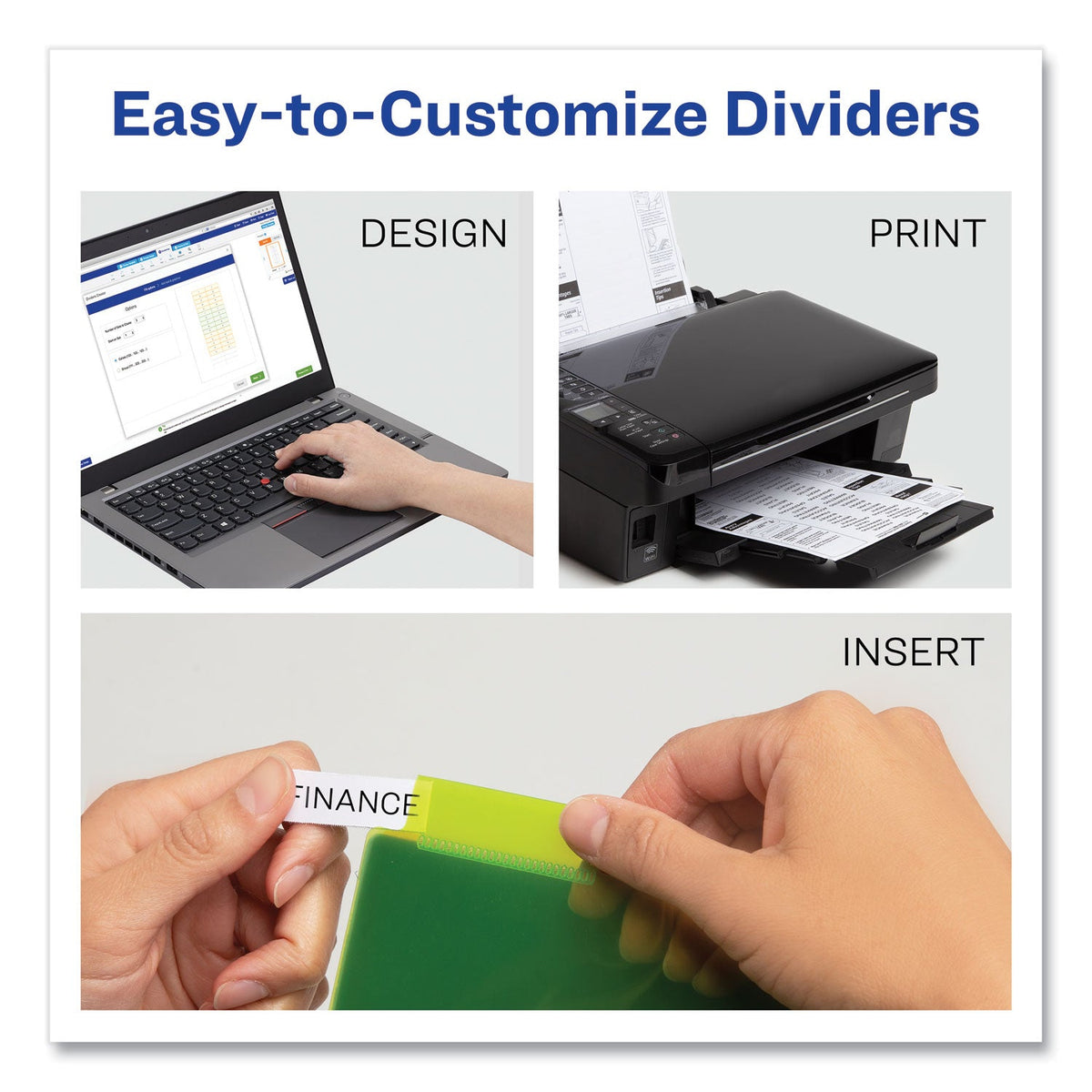 Avery® Insertable Big Tab Plastic 2-Pocket Dividers, 8-Tab, 11.13 X 9.25, Assorted, 1 Set